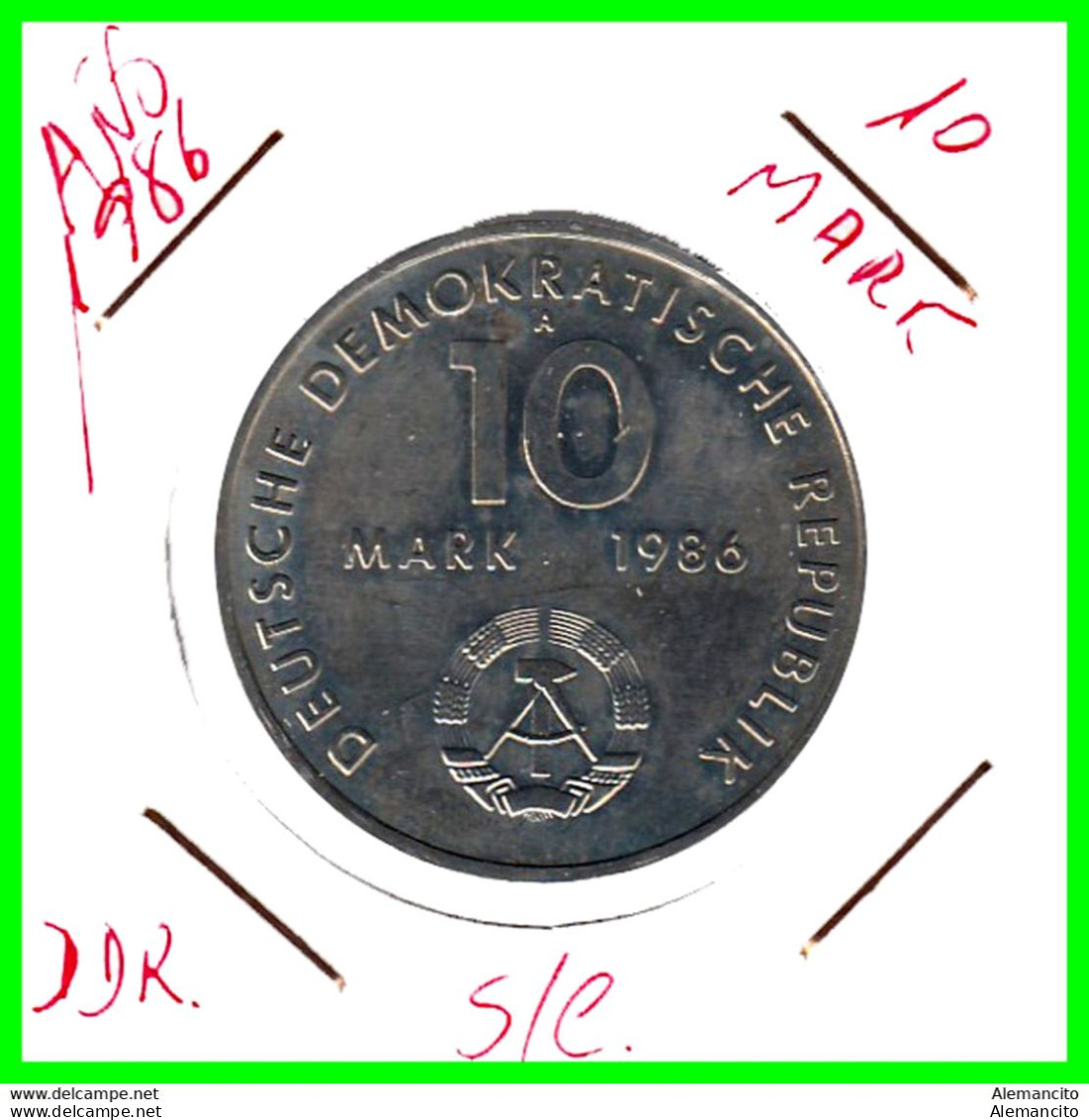 GERMANY DDR-ÑO 1986  MONEDA DE 10.00-DM KM- 102 ( 100TH ANNIVERSARY - BIRTH OF ERNST THALMANN, COMMUNIST POLITITION ) - 10 Marcos