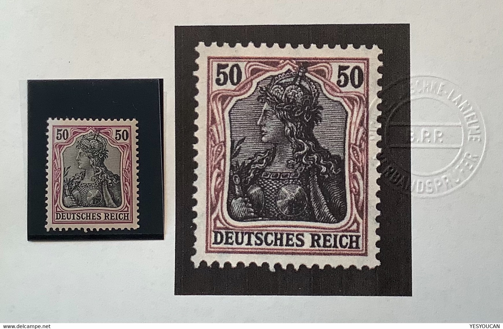 91 I Y SELTENE FARBE ORANGEWEISS LUXUS *=MH (quasi** )Dt. Reich1912 50 Pf Germania Friedensdruck FA Jäschke-Lantelme BPP - Unused Stamps