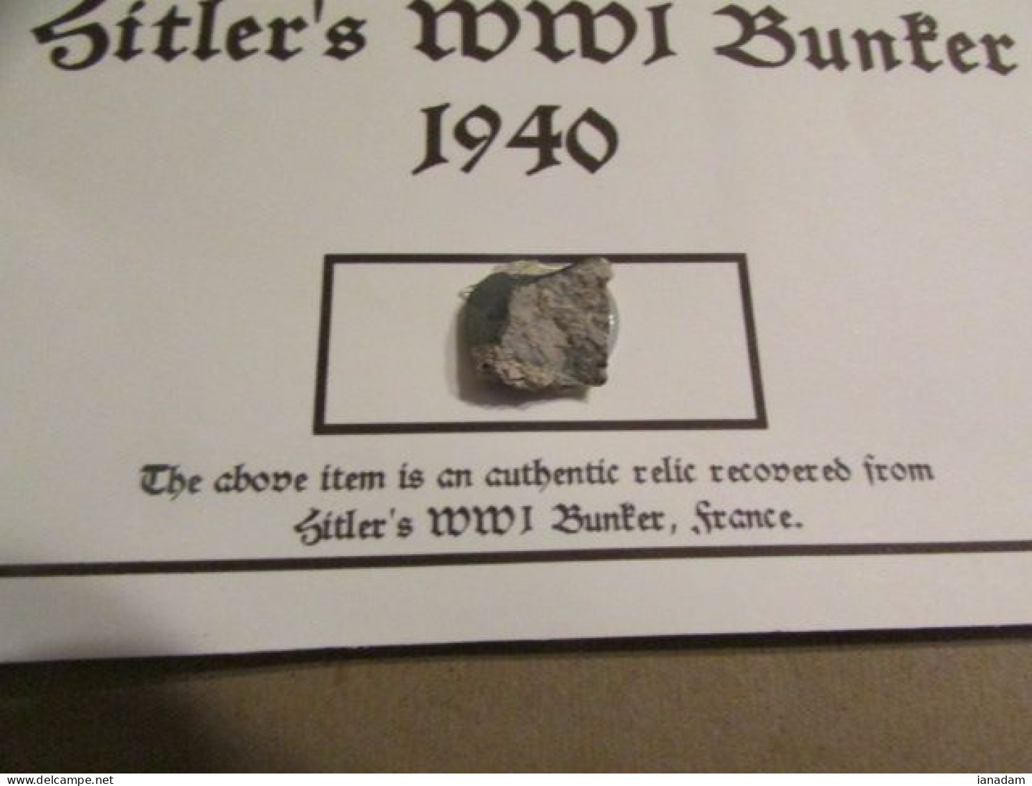 Piece Of Hitler's WW1 Bunker - 1914-18