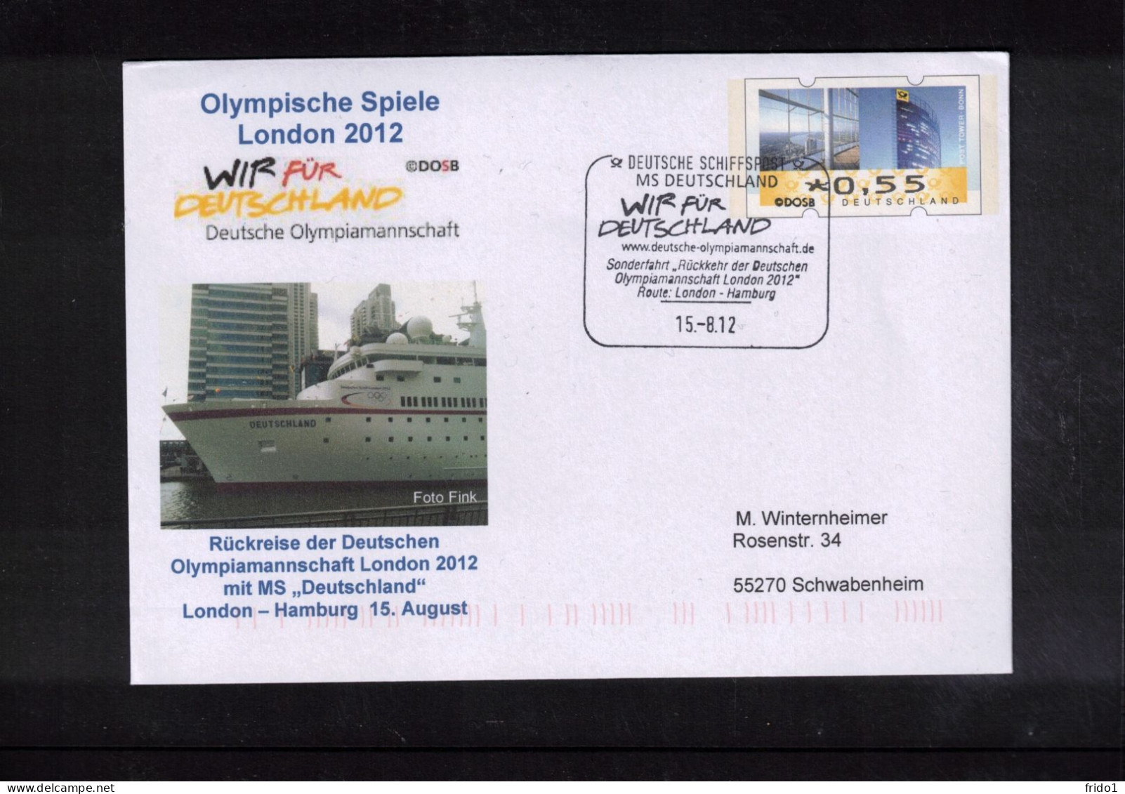 Germany 2012 Olympic Games London - Ship Deutschland Return Of German Team London - Hamburg Interesting Letter - Summer 2012: London