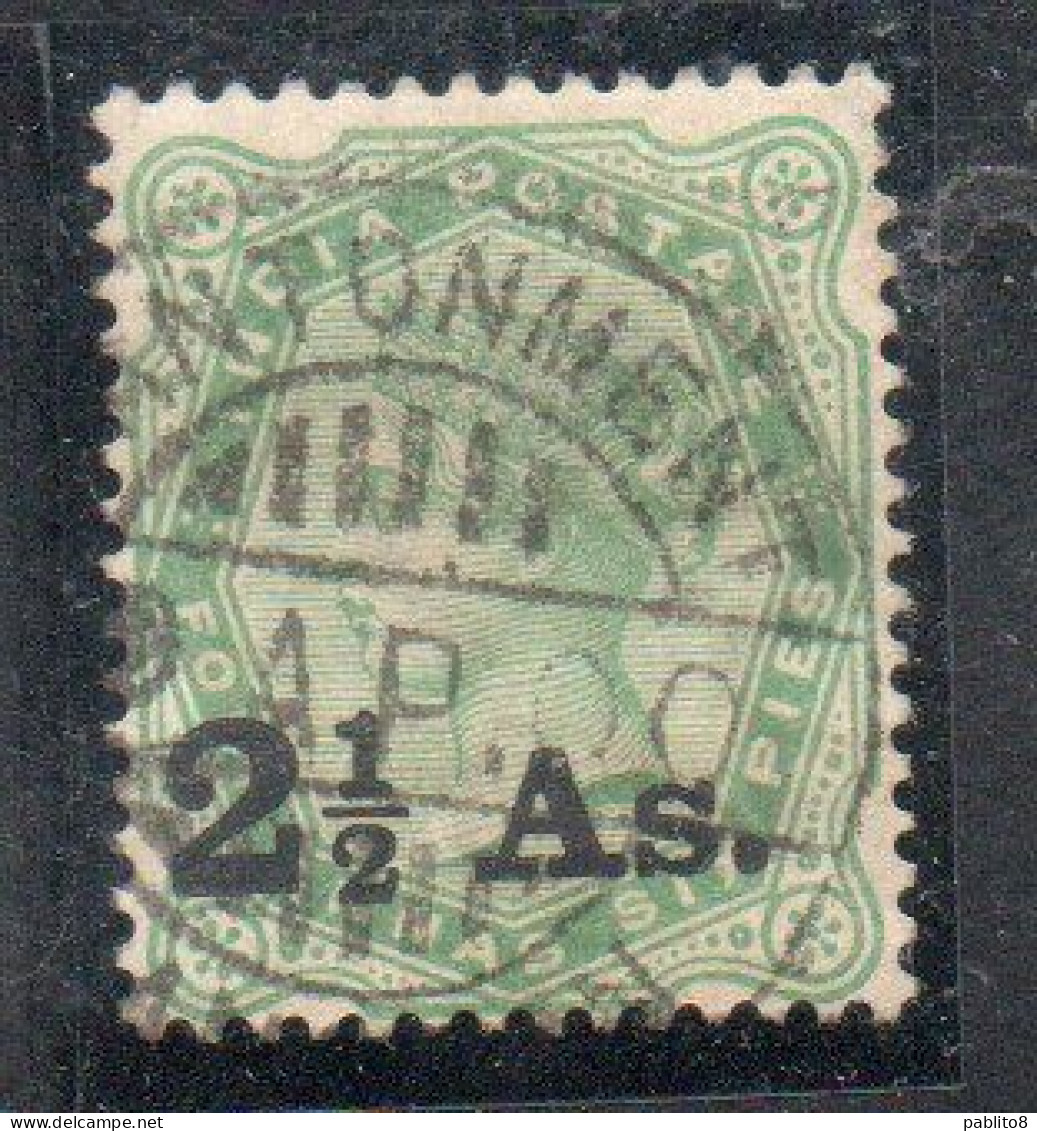 INDIA INDE 1891 QUEEN VICTORIA SURCHARGED 2 1/2 On 2a6p USED USATO OBLITERE' - 1882-1901 Keizerrijk
