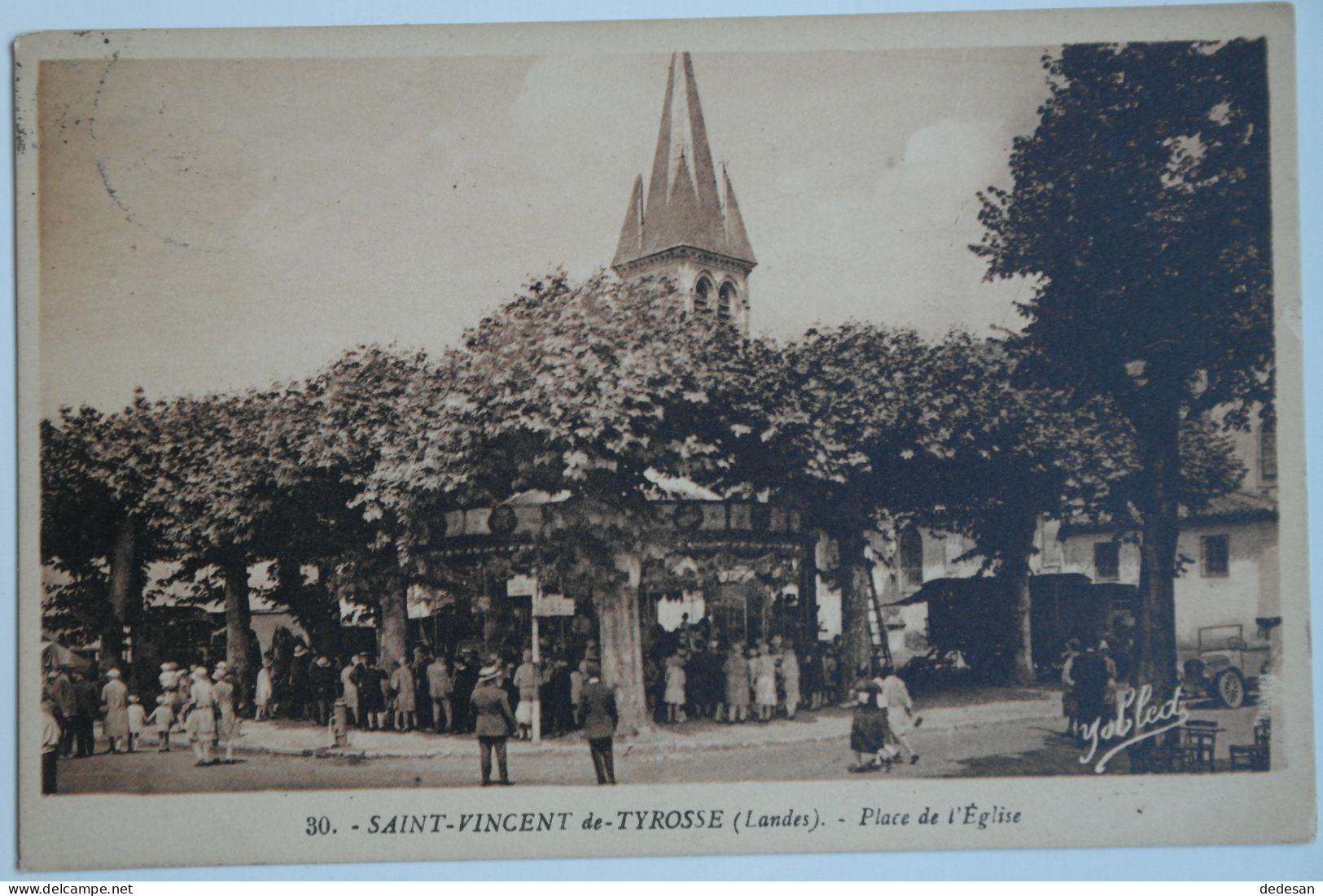 Cpa St Saint Vincent De Tyrosse Landes Place De L'église - Sépia 1935 - TER83 - Saint Vincent De Tyrosse