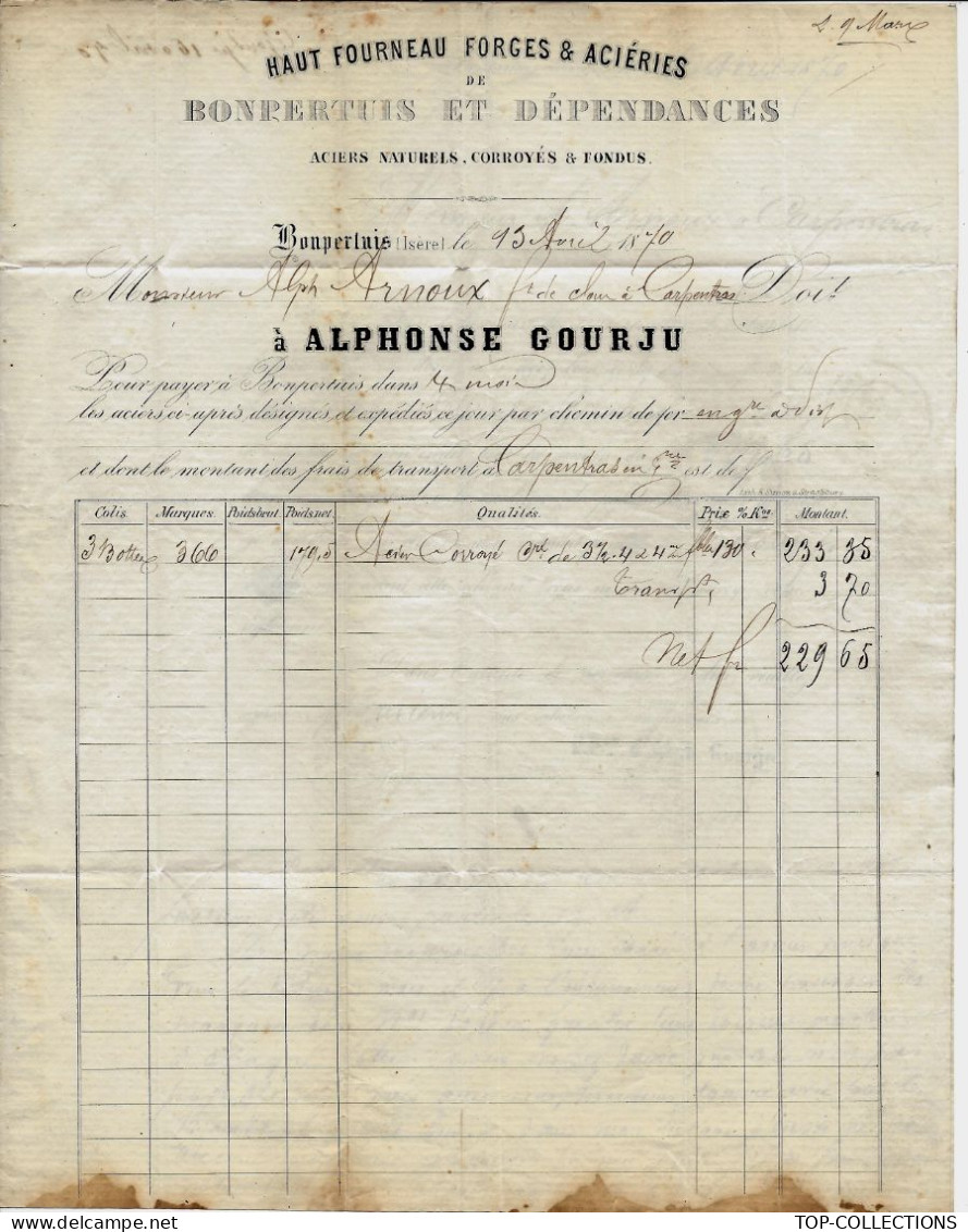 1870  ISERE-CONVOYEUR STATION LE GRAND LEMPS L.GR N°29 OBL. LOSANGE LM2° - SUPERBE PAPIER ENTETE - INDICE 10 – COTE 60 € - 1801-1848: Precursori XIX