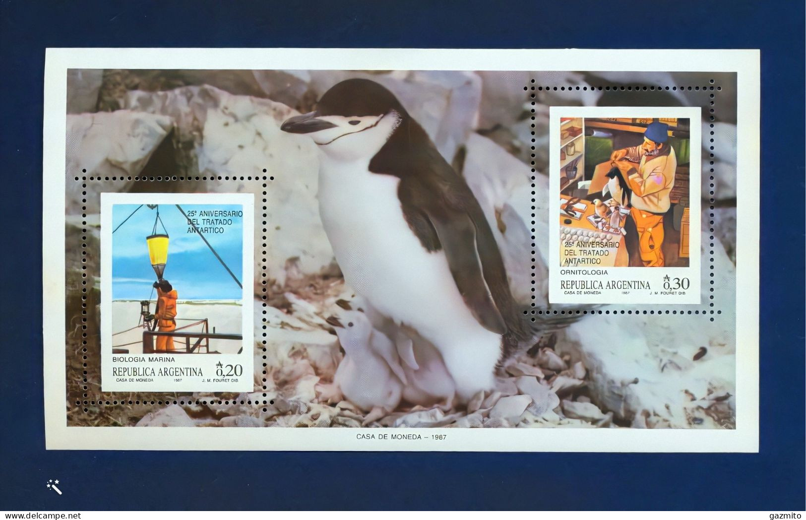 Argentina 1987, Antarctic Treaty, Penguin, Block - Unused Stamps