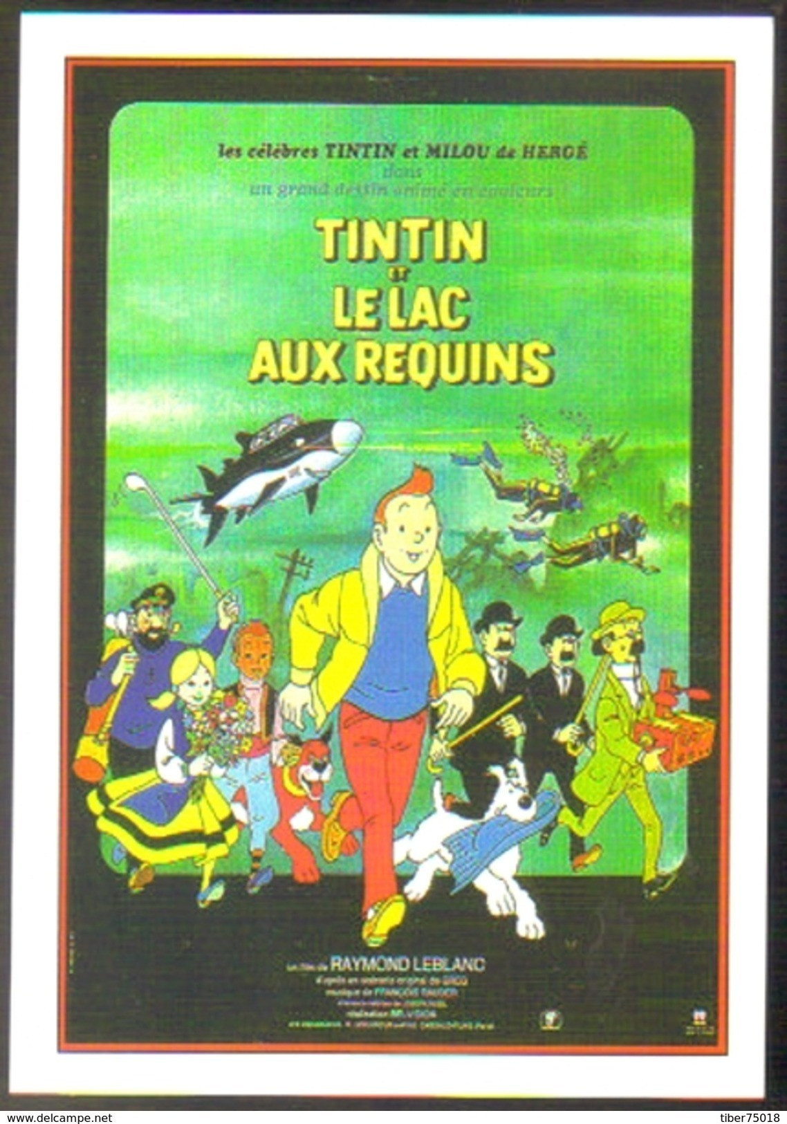 Carte Postale : Tintin Et Le Lac Aux Requins (film - Cinéma - Affiche) Illustration : Hergé - Hergé