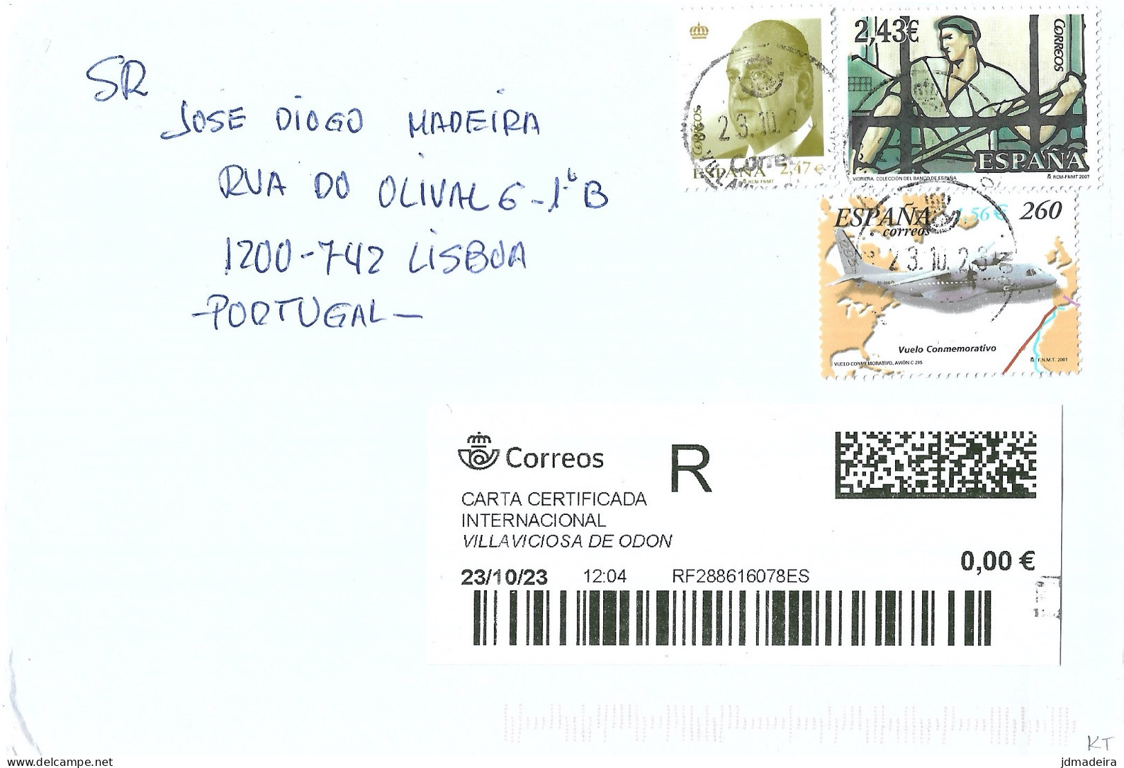 Spain Registered Cover To Portugal - Storia Postale