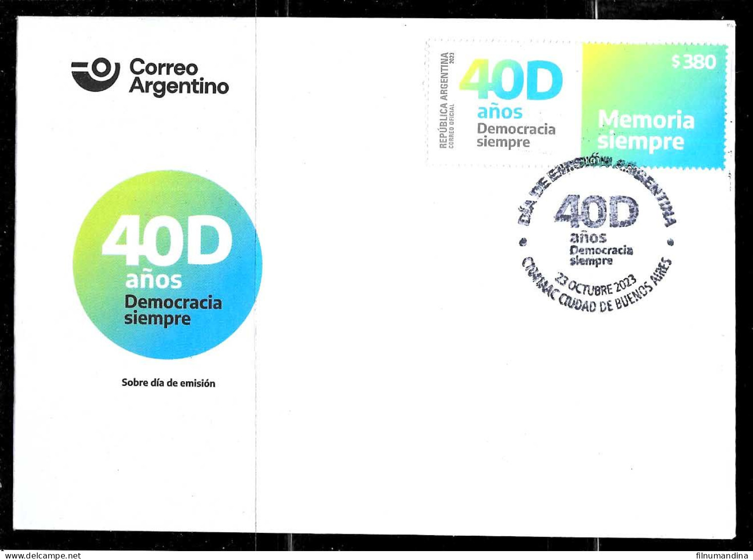 #75317 ARGENTINA 2023 40TH YEARS RETURN OF DEMOCRACY FDC - Unused Stamps