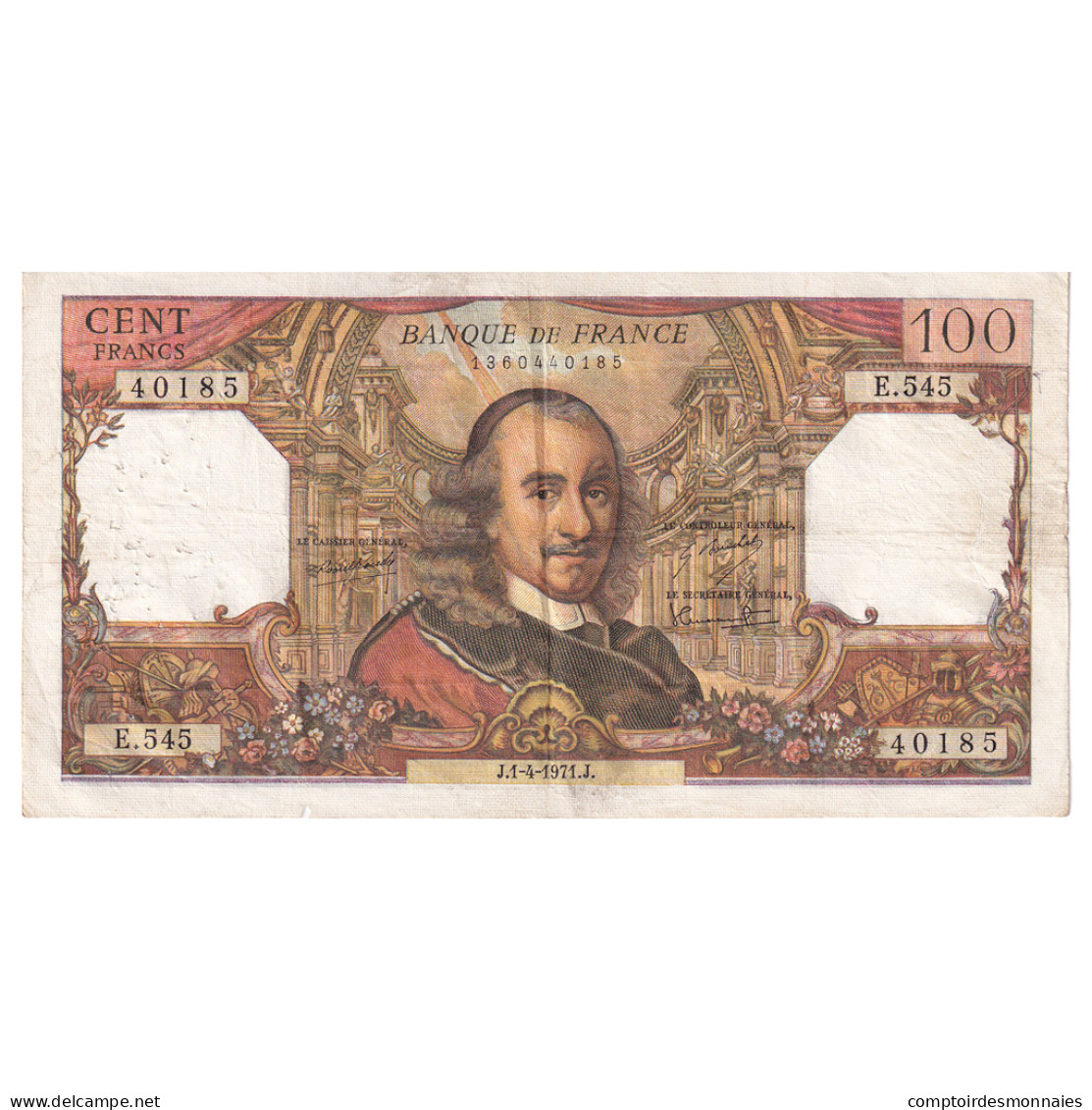France, 100 Francs, Corneille, 1971, E.545, TTB, Fayette:65.35, KM:149c - 100 F 1964-1979 ''Corneille''