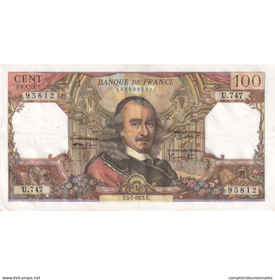 France, 100 Francs, Corneille, 1973, U.747, TTB, Fayette:65.43, KM:149d - 100 F 1964-1979 ''Corneille''