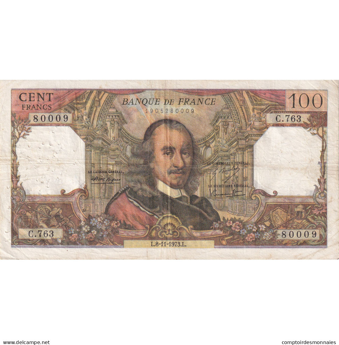 France, 100 Francs, Corneille, 1973, C.763, TTB, Fayette:65.44, KM:149d - 100 F 1964-1979 ''Corneille''