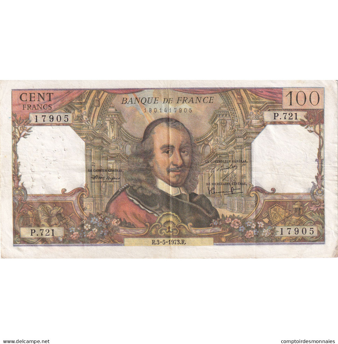 France, 100 Francs, Corneille, 1973, P.721, TTB, Fayette:65.42, KM:149d - 100 F 1964-1979 ''Corneille''