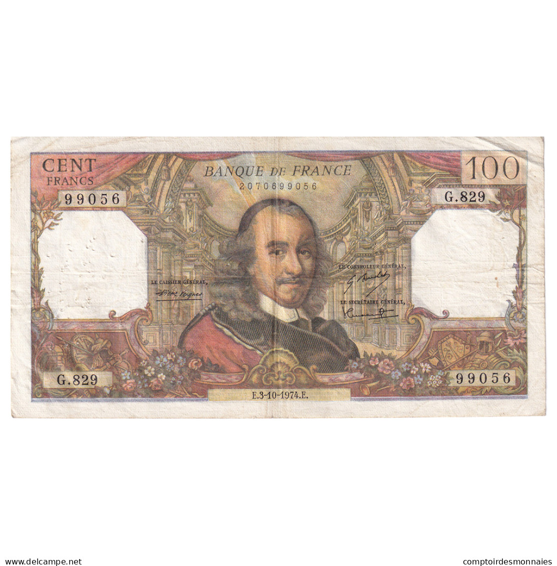 France, 100 Francs, Corneille, 1974, G.829, TTB, Fayette:65.47, KM:149d - 100 F 1964-1979 ''Corneille''