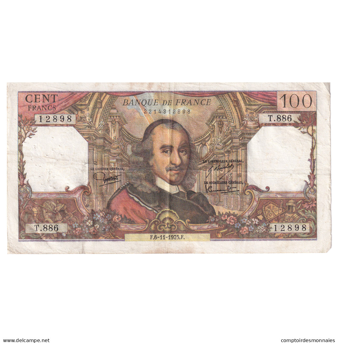 France, 100 Francs, Corneille, 1975, T.886, TTB, Fayette:65.50, KM:149e - 100 F 1964-1979 ''Corneille''