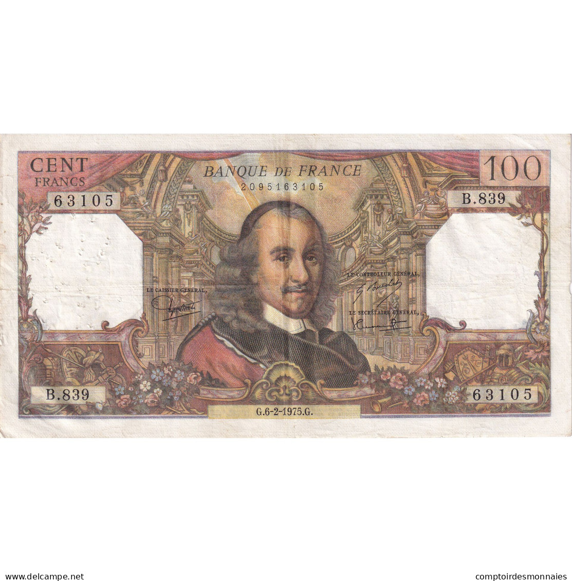 France, 100 Francs, Corneille, 1975, B.839, TTB, Fayette:65.48, KM:149e - 100 F 1964-1979 ''Corneille''