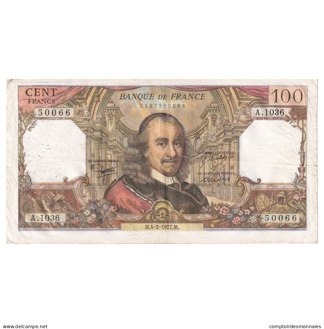 France, 100 Francs, Corneille, 1977, A.1036, TTB, Fayette:65.56, KM:149f - 100 F 1964-1979 ''Corneille''