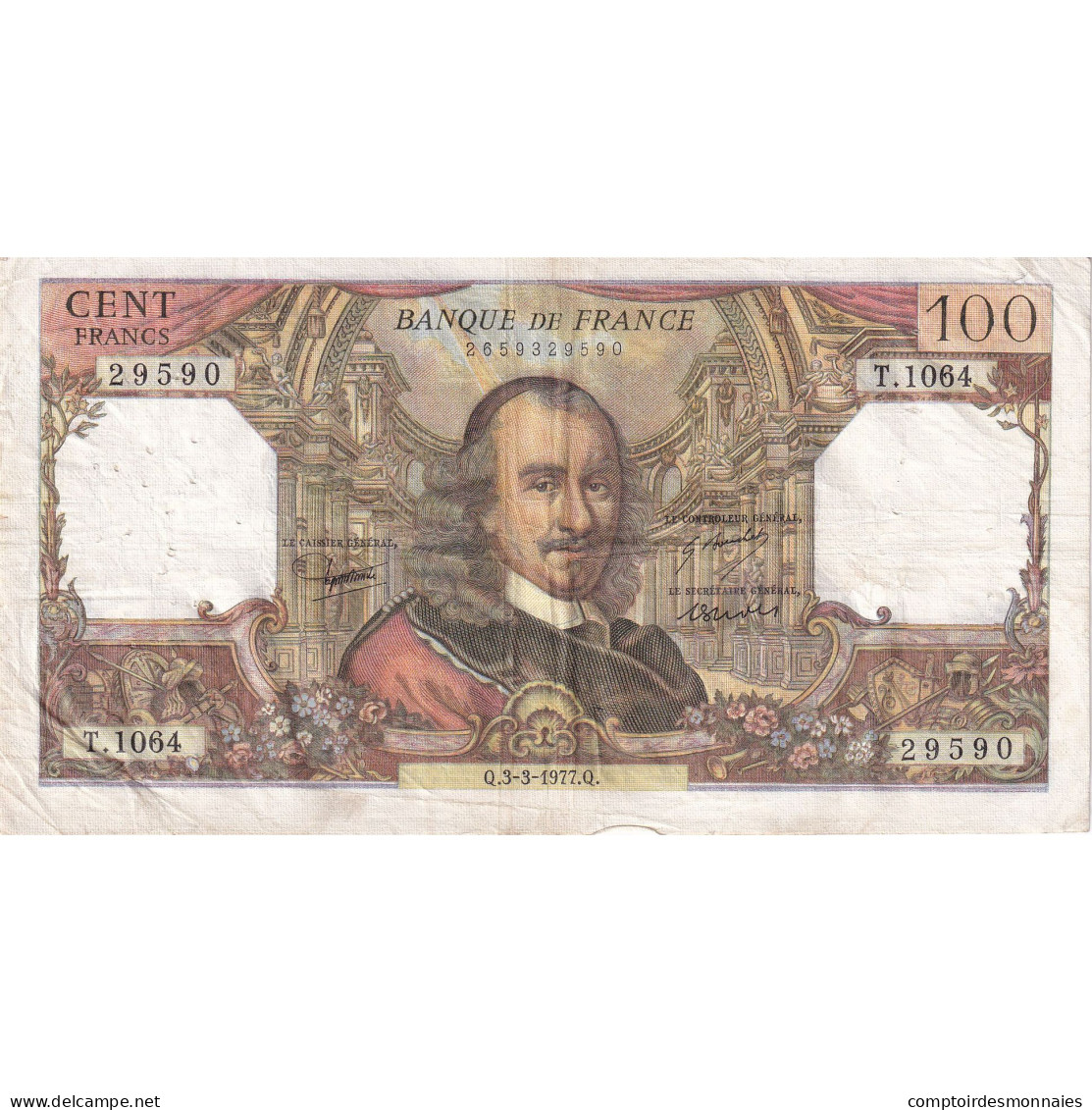 France, 100 Francs, Corneille, 1977, T.1064, TTB, Fayette:65.57, KM:149f - 100 F 1964-1979 ''Corneille''