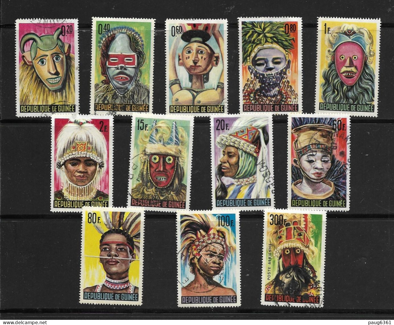 GUINEE 1965 MASQUES AFRICAINS YVERT N°223/233-A51  OBLITERE - Costumes