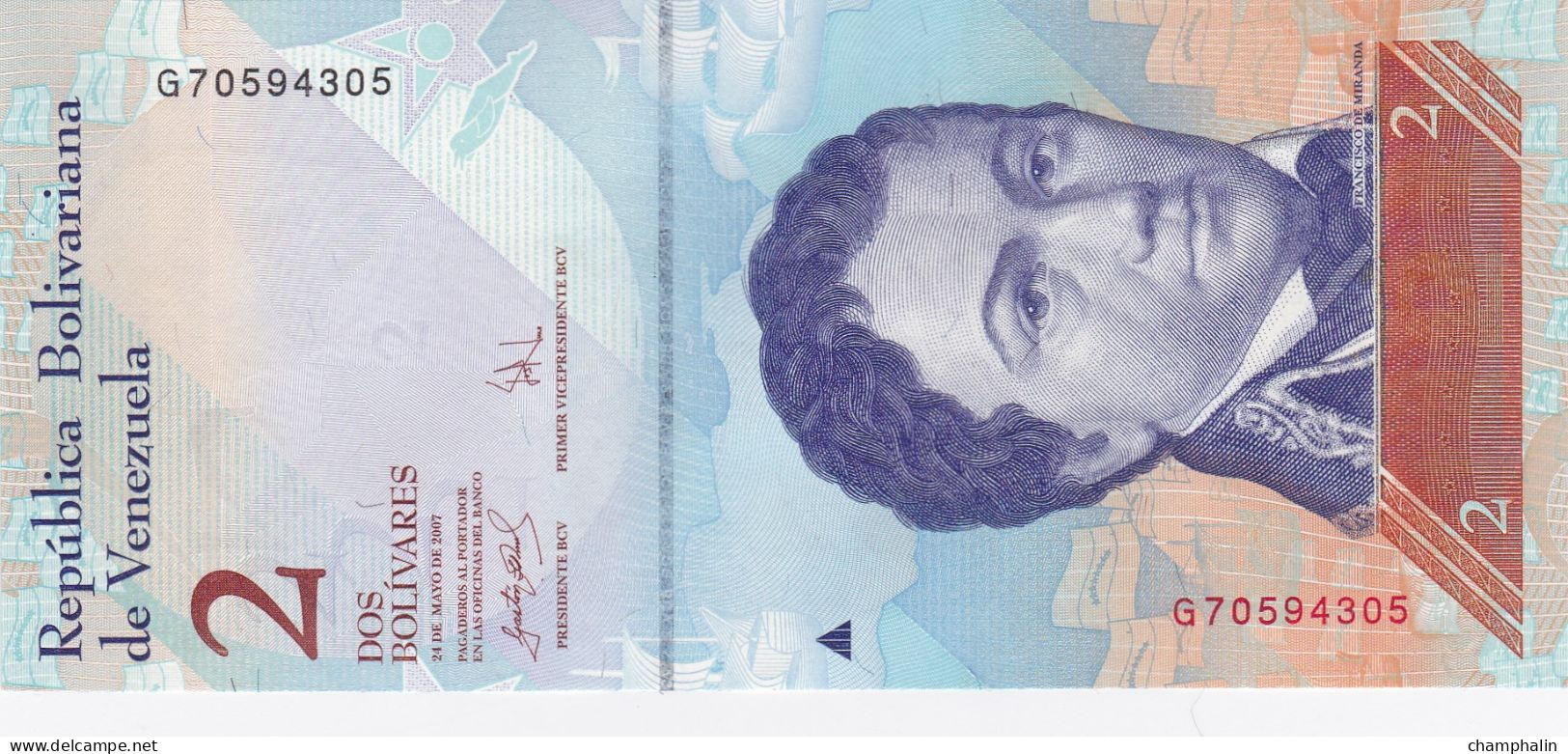 Venezuela - Billet De 2 Bolivares - Francisco De Miranda - 24 Mai 2007 - P88b - Neuf - Venezuela