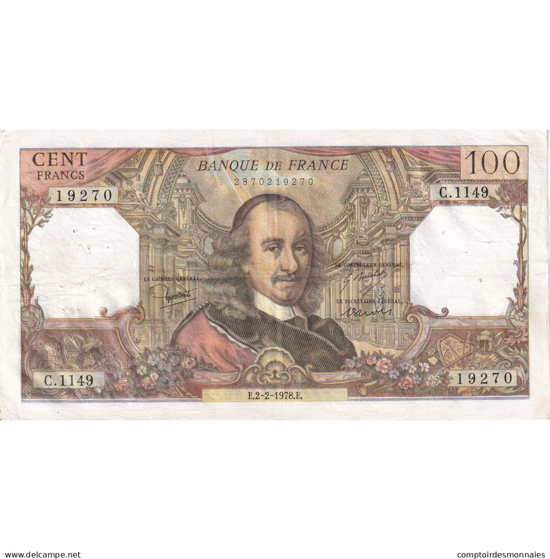 France, 100 Francs, Corneille, 1978, C.1149, TTB, Fayette:65.61, KM:149f - 100 F 1964-1979 ''Corneille''