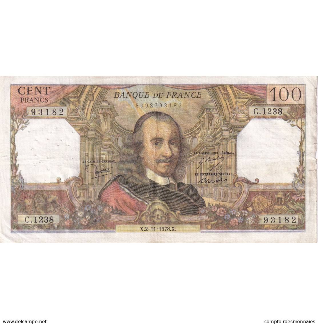 France, 100 Francs, Corneille, 1978, C.1238, TTB, Fayette:65.64, KM:149f - 100 F 1964-1979 ''Corneille''