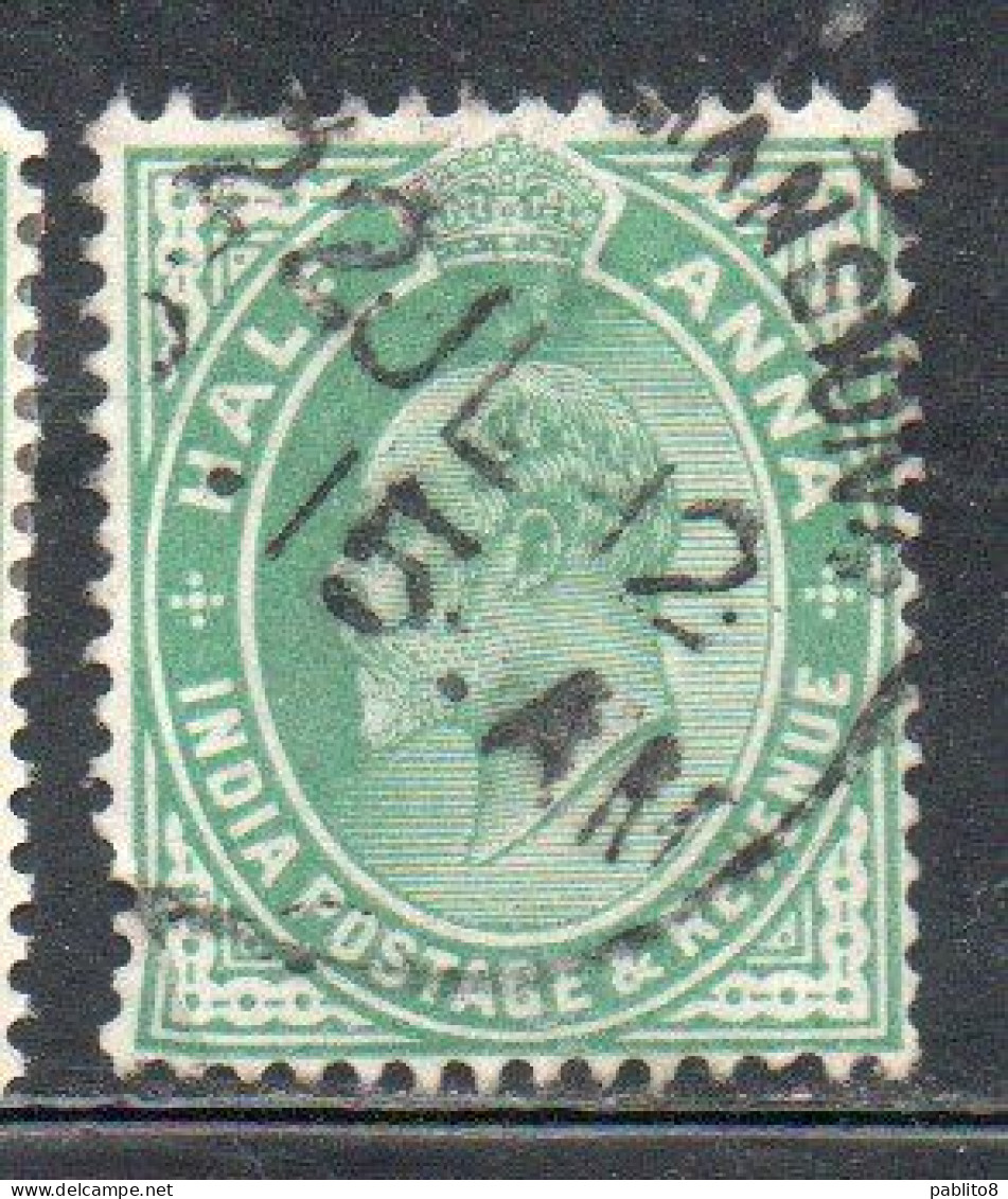 INDIA INDE 1902 1909 KING EDWARD VII 1/2a USED USATO OBLITERE' - 1902-11  Edward VII