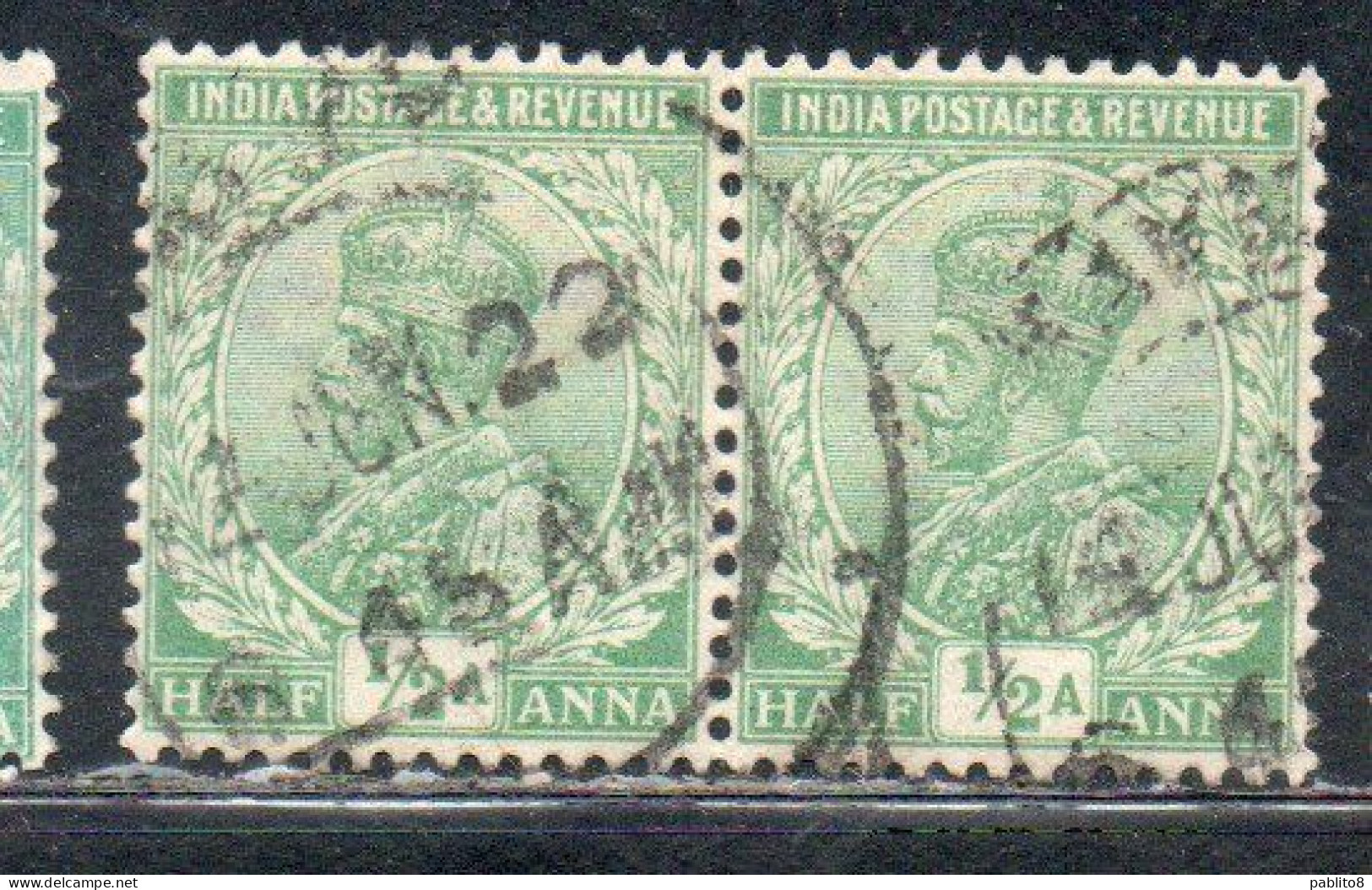 INDIA INDE 1911 1923 KING GEORGE V 1/2a USED USATO OBLITERE' - 1902-11 King Edward VII