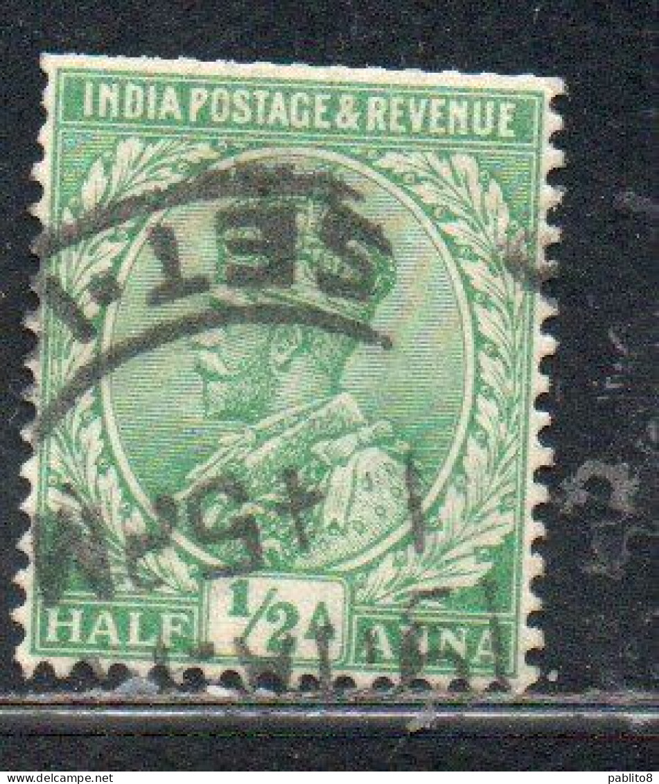 INDIA INDE 1911 1923 KING GEORGE V 1/2a USED USATO OBLITERE' - 1902-11  Edward VII