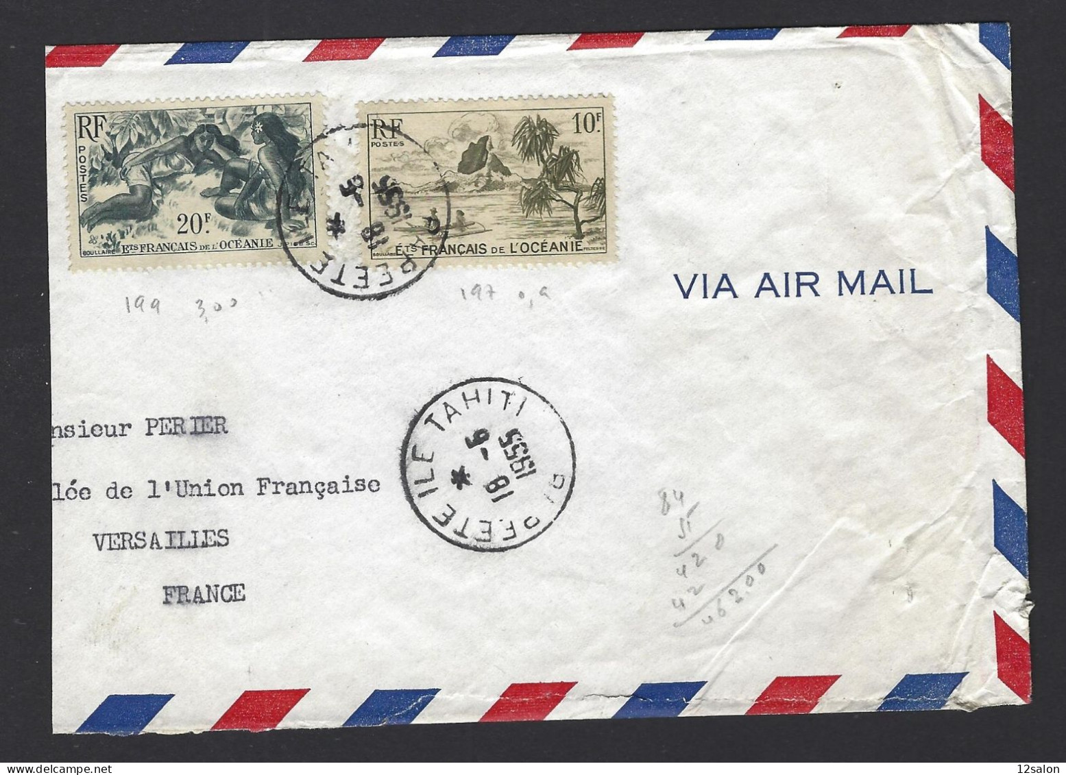 LETTRE PAPEETE TAHITI 1955 - Tahití