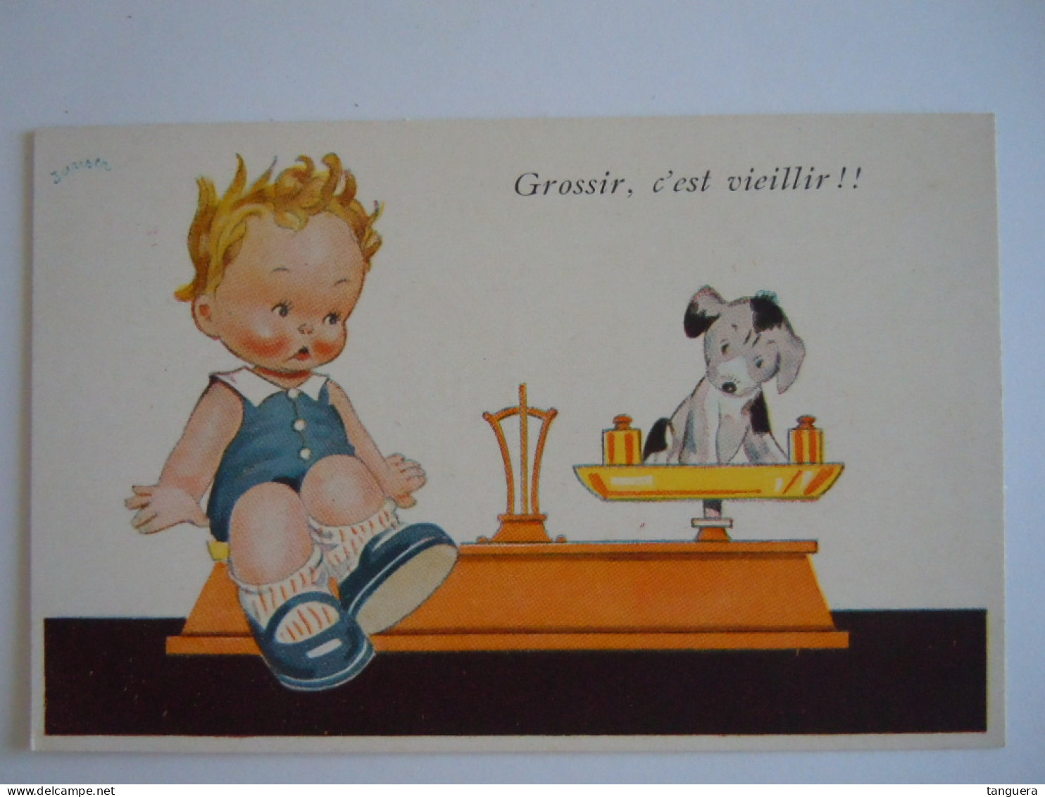 Illustrateur Janser Humour Grossier C'est Vieillir Enfant Et Chien Sur Balance Weegschaal Kind Editions Superluxe Paris - Janser