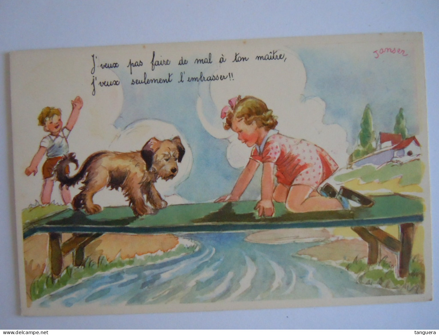 Illustrateur Janser Pont Chien Interdit Le Passage A Une Fille Hond Laat Meisje Niet Door Editions Superluxe Paris - Janser