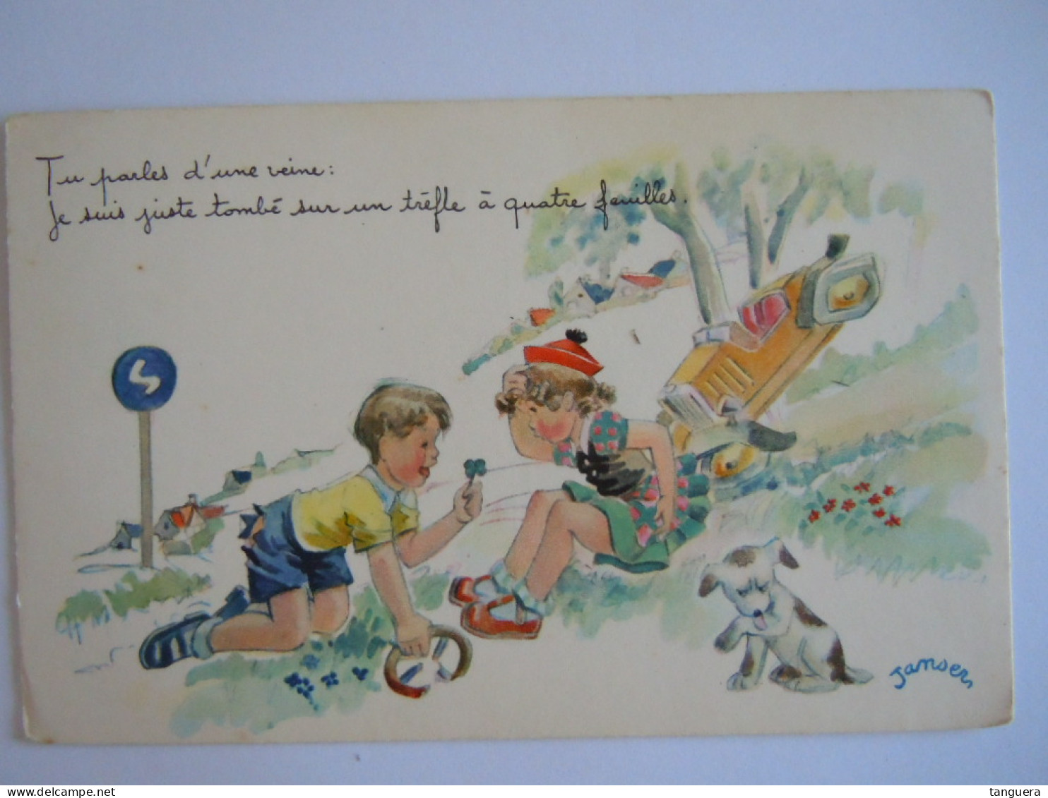 Illustrateur Janser Enfants Accident De Voiture Trefle Chien Kinderen Auto Ongeval  Editions Superluxe Paris - Janser