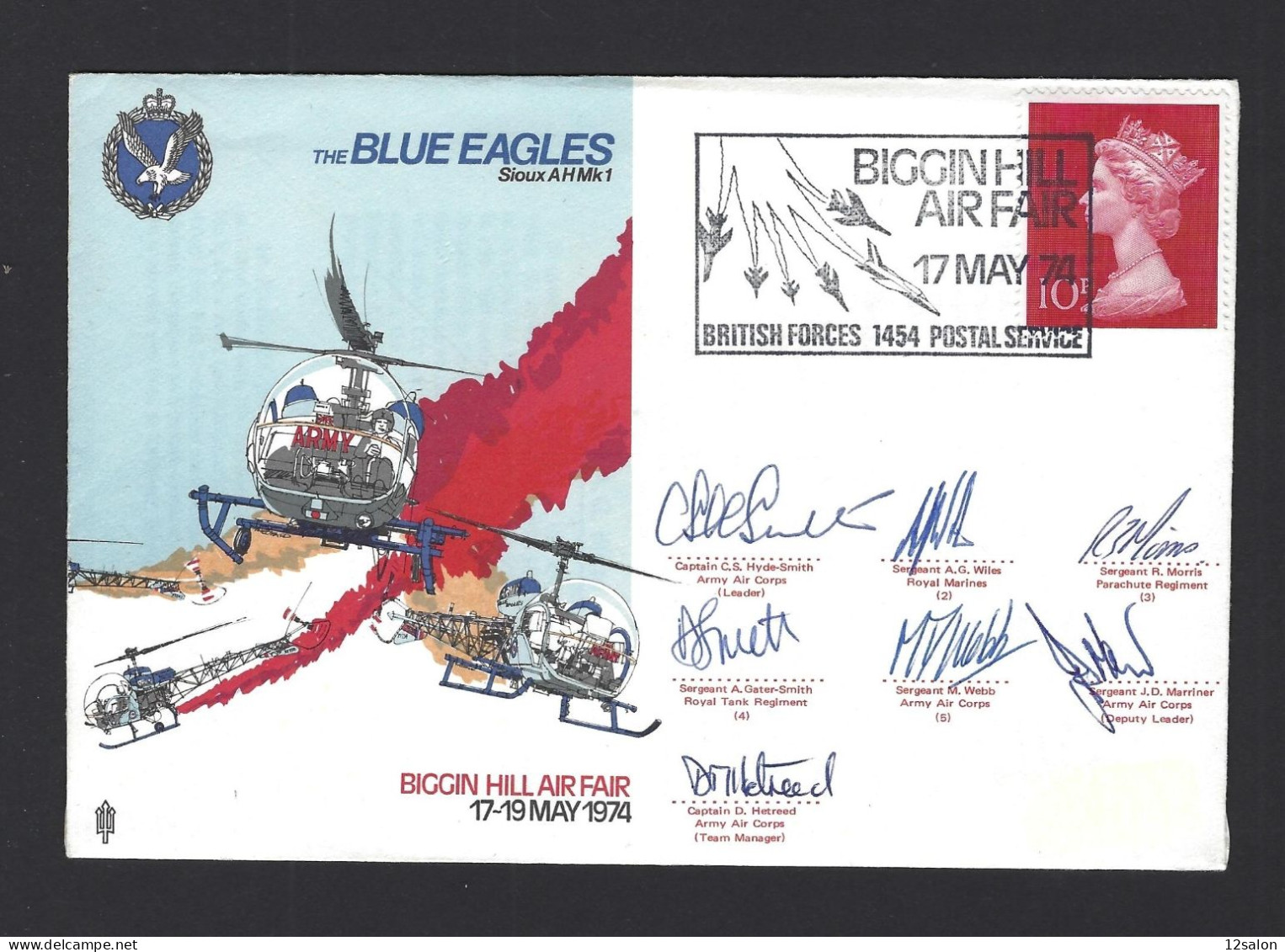 LETTRE HELICOPTERES BRITISH FORCE BLUES EAGLES Avec Signature Pilote - Hubschrauber