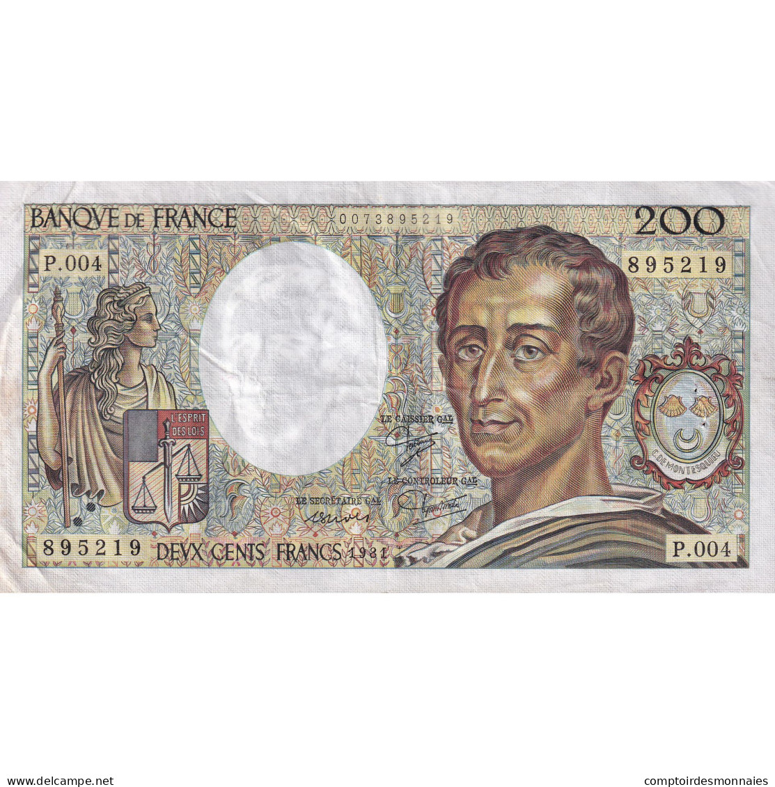 France, 200 Francs, Montesquieu, 1981, P.004, TTB, Fayette:70.1, KM:155a - 200 F 1981-1994 ''Montesquieu''