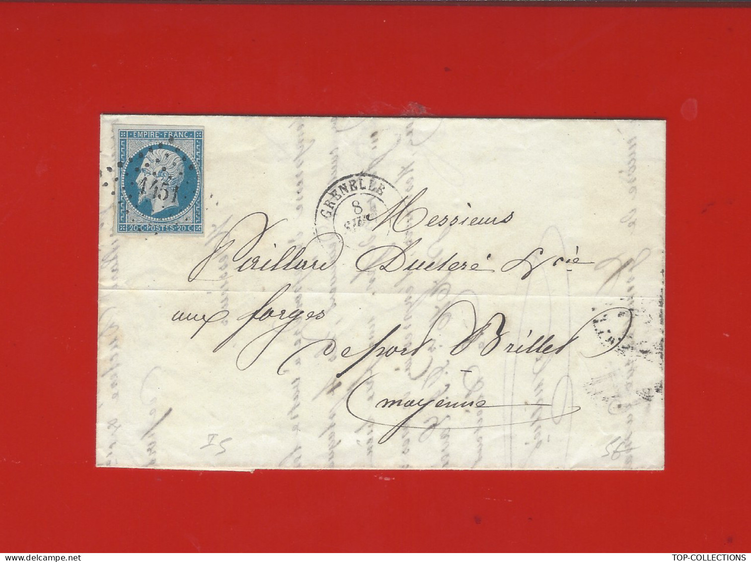 1860 RARE LETTRE Laveissière Fonderie Laminoirs Grenelle Paris Pour Forges De Port Brillet Près Laval  V.HISTORIQUE - 1800 – 1899