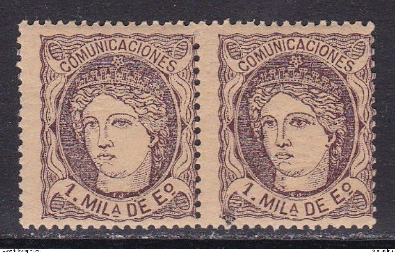 1870 - España - Edifil 102 - Efigie Alegorica De España - Pareja Horizontal -  MNH - Unused Stamps