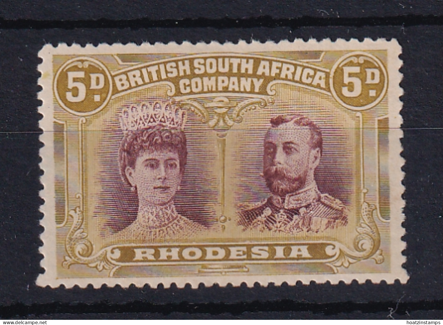 Rhodesia - BSAC: 1910/13   Double Head    SG143    5d    Lake-brown & Olive     MH - Andere & Zonder Classificatie