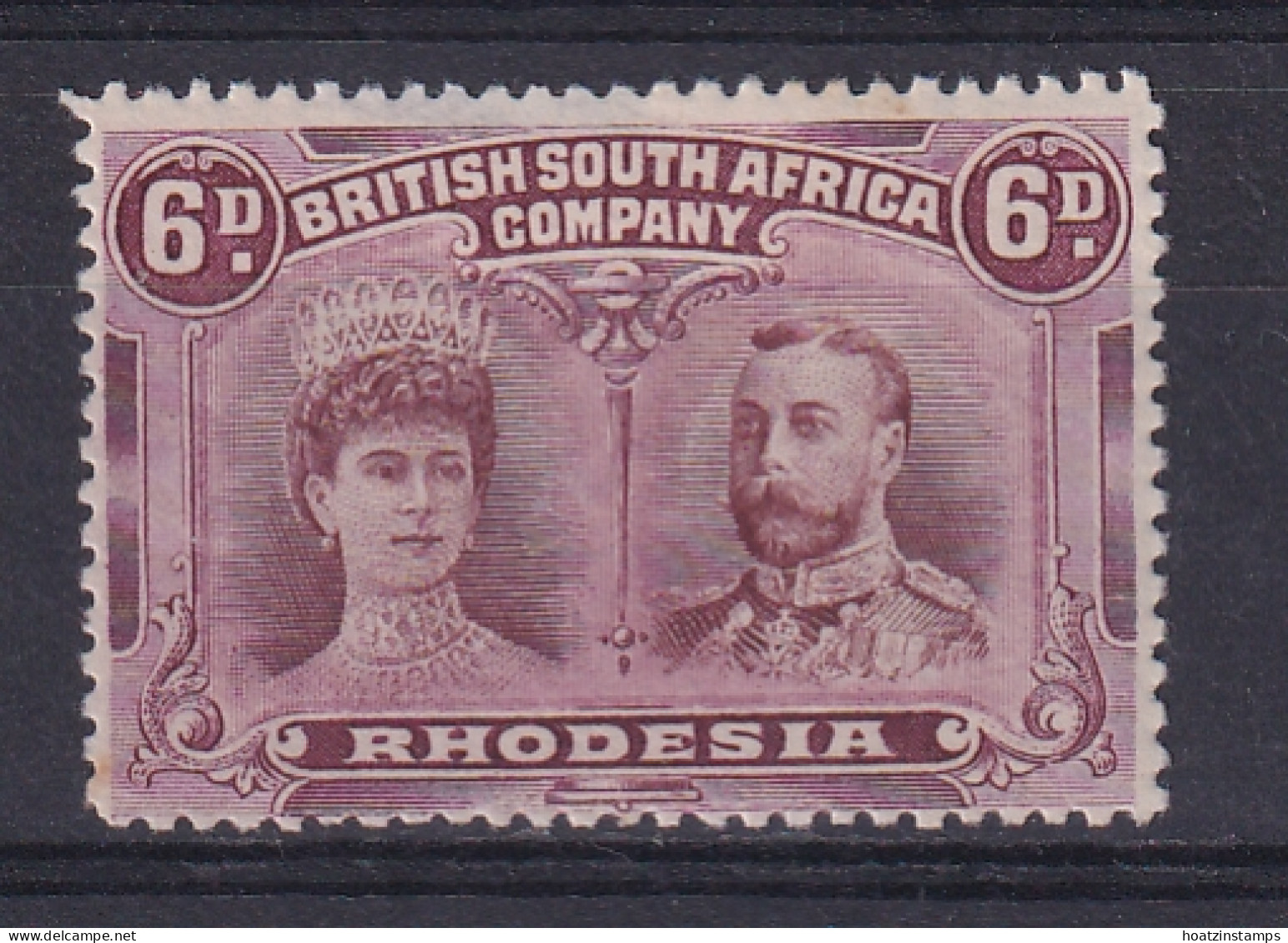 Rhodesia - BSAC: 1910/13   Double Head    SG144    6d    Red-brown & Mauve    MH - Sonstige & Ohne Zuordnung