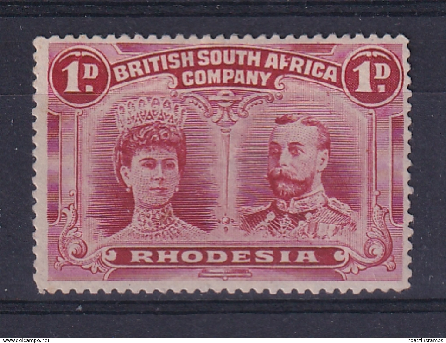 Rhodesia - BSAC: 1910/13   Double Head    SG170    1d    Carmine  [Perf: 15]    MH - Andere & Zonder Classificatie