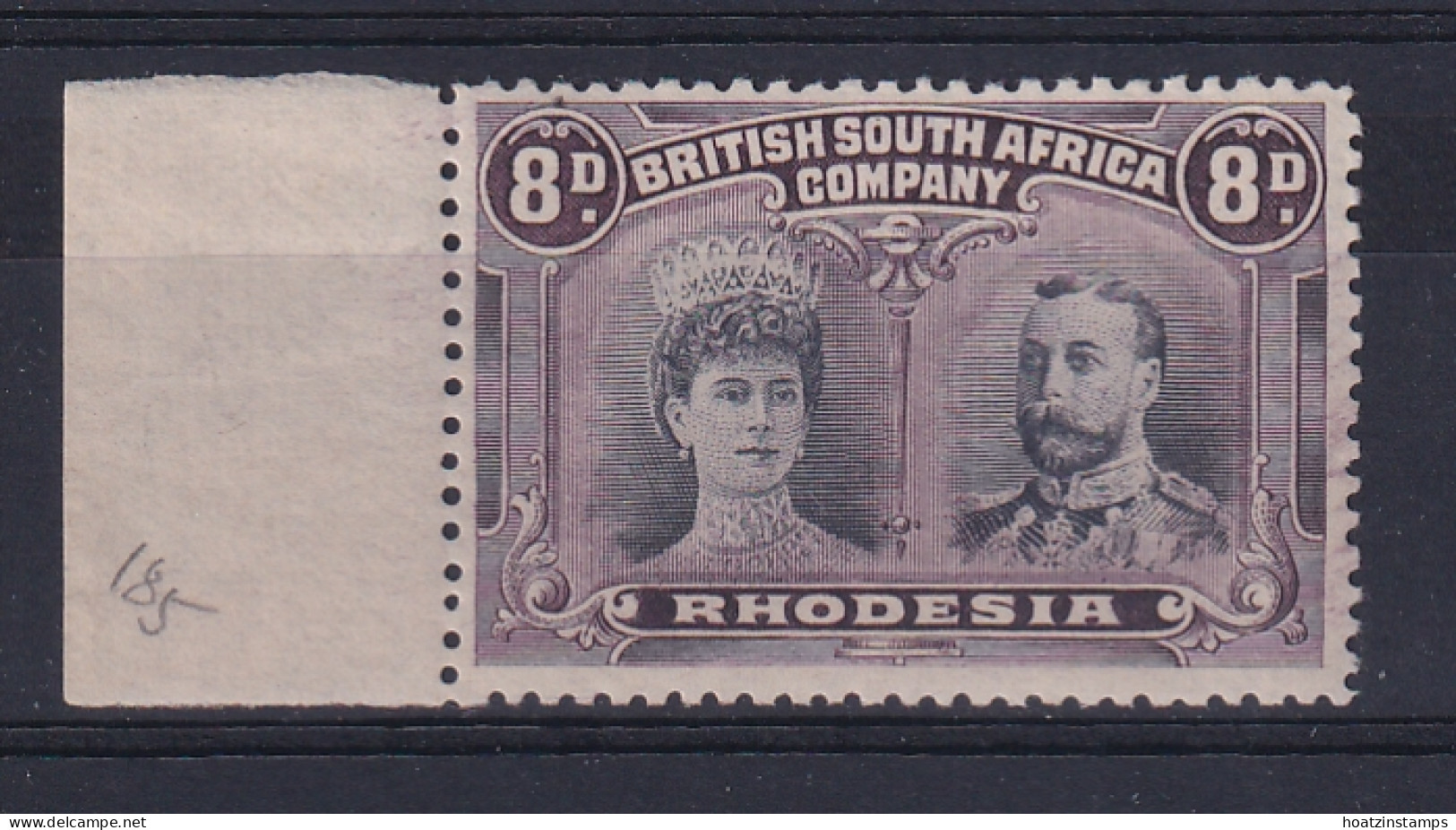 Rhodesia - BSAC: 1910/13   Double Head    SG185    8d    Black & Purple  [Perf: 13½]    MNH  - Altri & Non Classificati