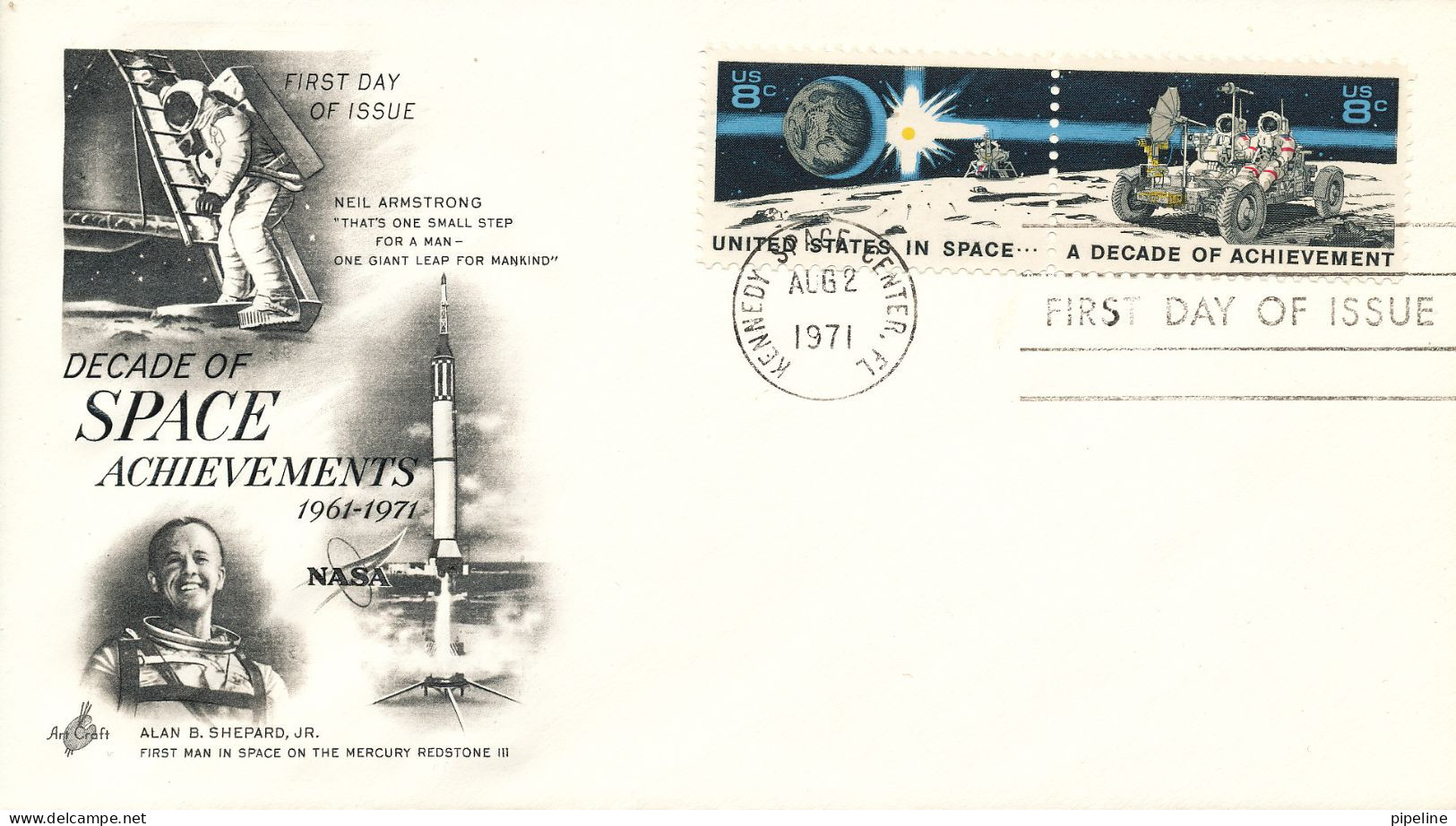 USA FDC 2-8-1971 Decade Of Space Achivements 1961 - 1971 With Art Craft Cachet - 1971-1980