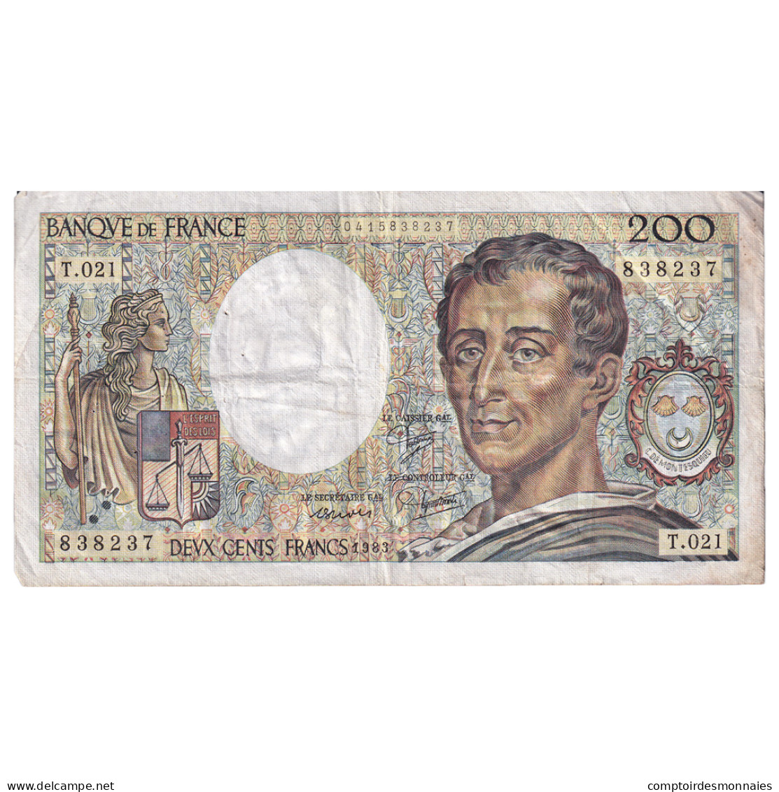 France, 200 Francs, Montesquieu, 1983, T.021, TTB, Fayette:70.3, KM:155a - 200 F 1981-1994 ''Montesquieu''