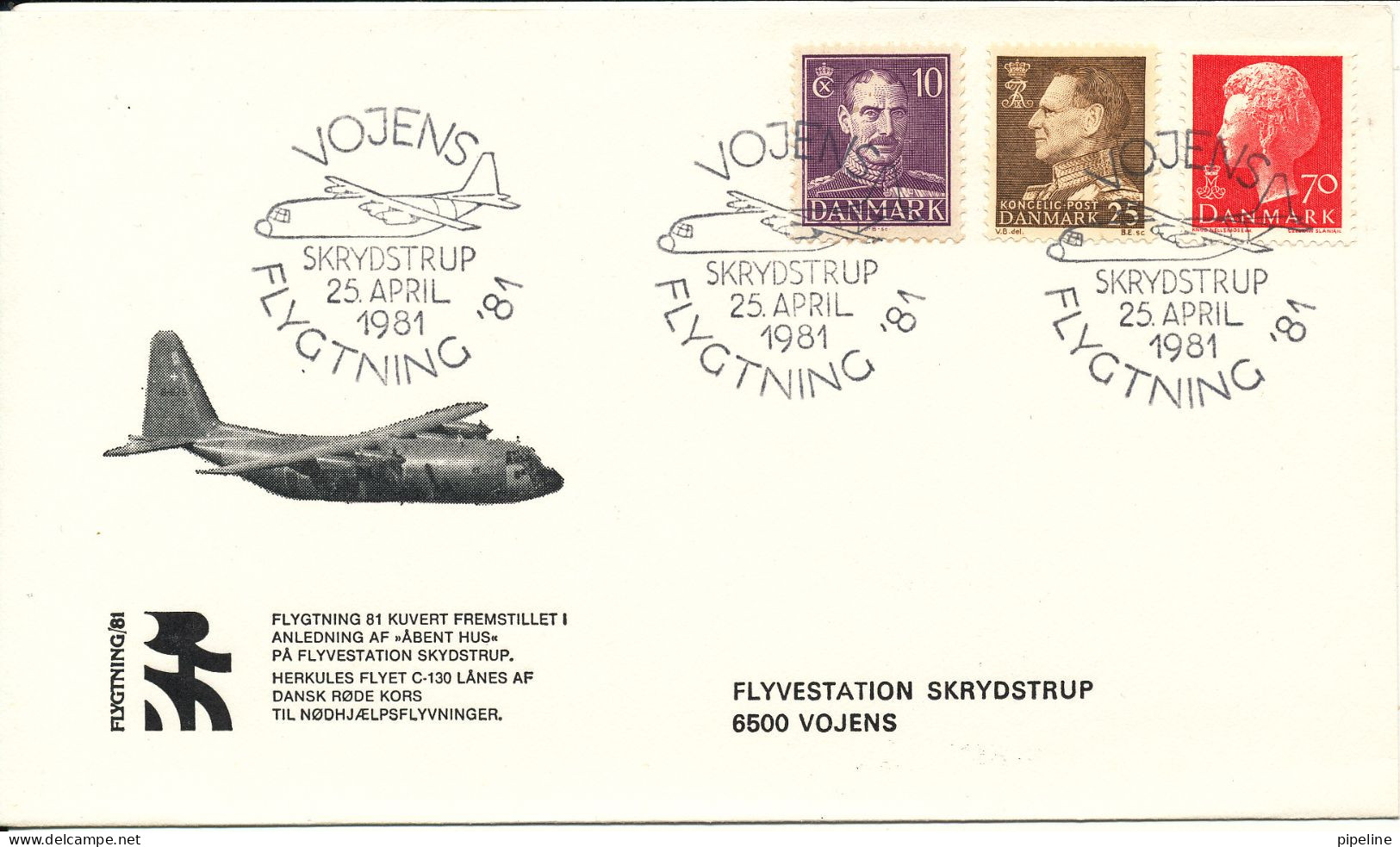 Denmark Cover Refugee 81 Open Dor At Airbase Skrydstrup 25-4-1981 With Hercules C-130 Cachet - Lettres & Documents