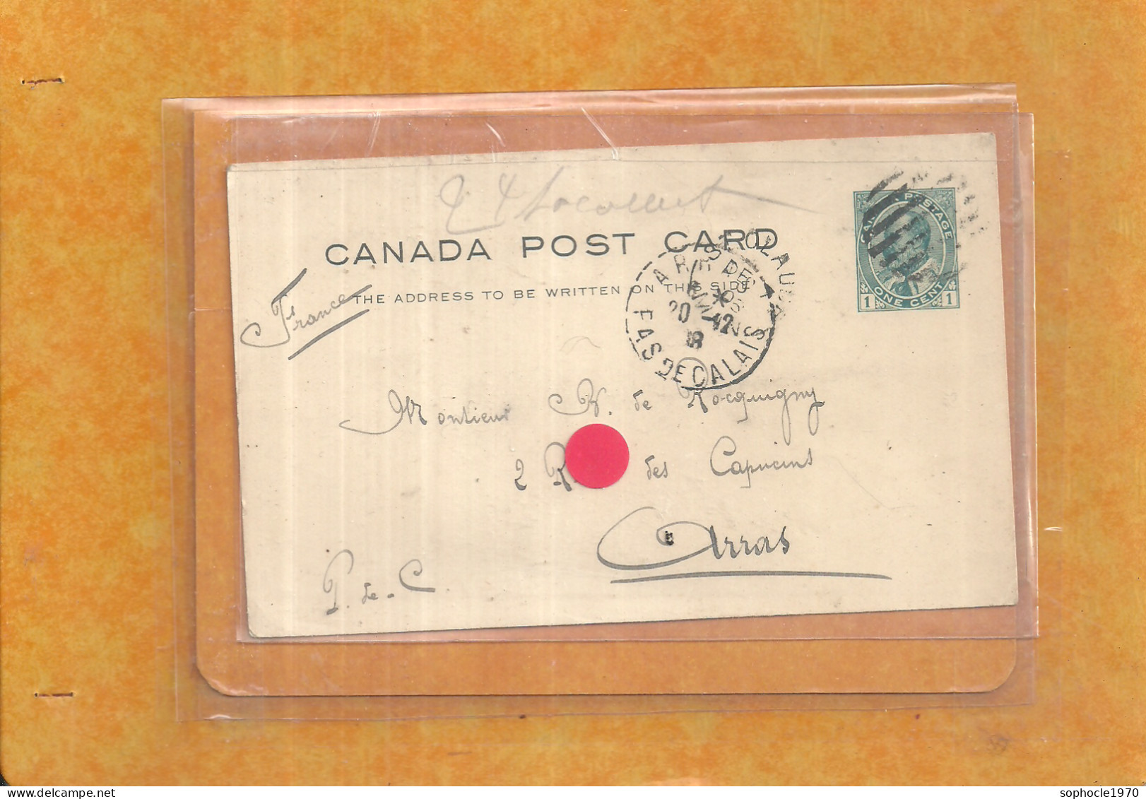 10-2023 - HES200/104 - CANADA - Entier Postal Roi Edward VII - Oblitérée - One Cent - 1908 - Oblitérés