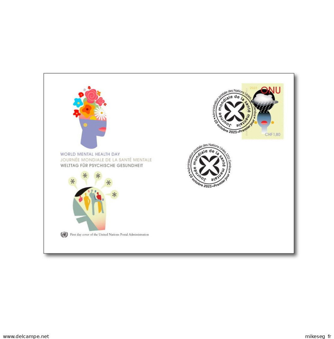 ONU Genève 2023 - "OMS WHO - World Mental Health Day" FDC - FDC