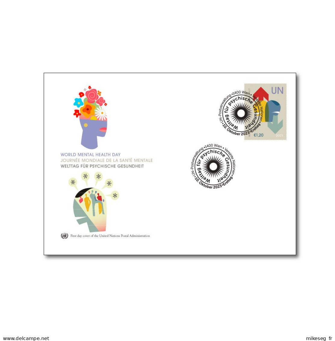 ONU Vienne 2023 - "OMS WHO - World Mental Health Day" FDC - FDC