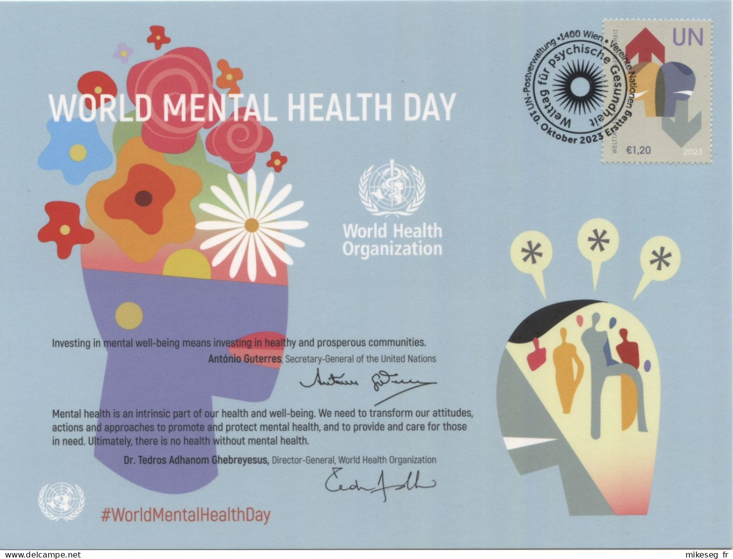 ONU Vienne 2023 - "OMS WHO - World Mental Health Day" - Carte Souvenir - Maximum Cards