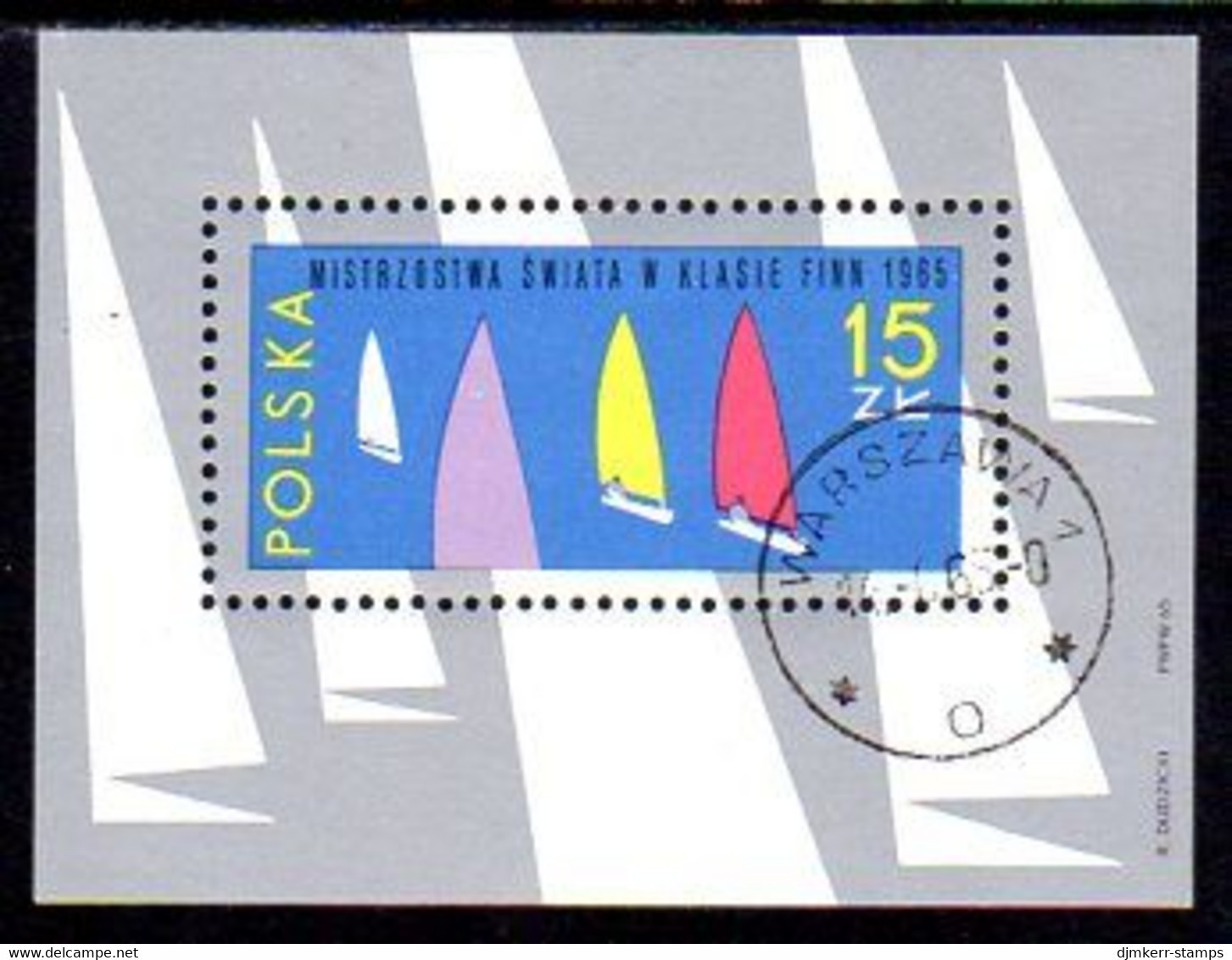 POLAND 1965 Finn Class Sailing Championship Block Used.  Michel Block 36 - Used Stamps