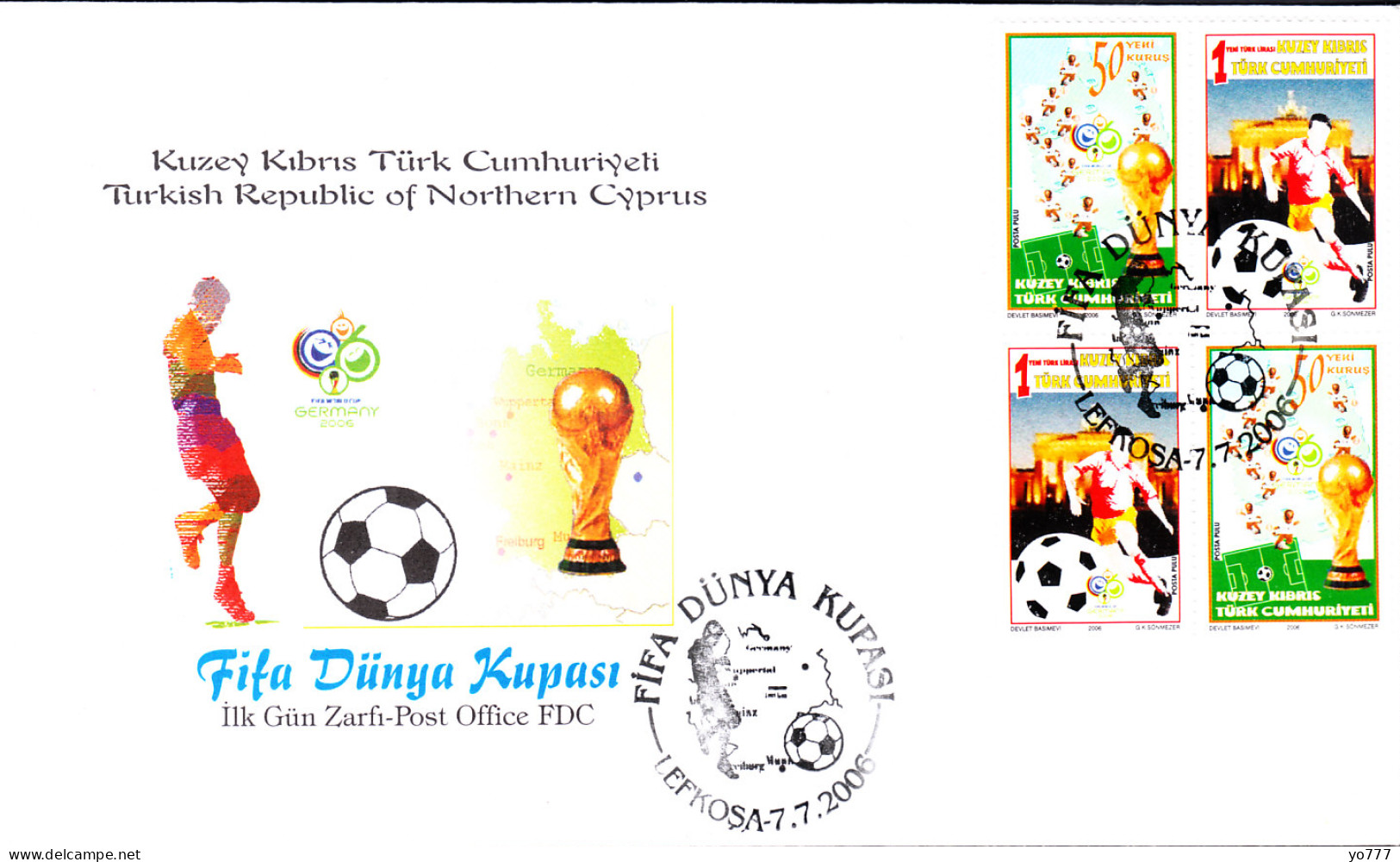 KK-242 NORTHERN CYPRUS FIFA WORLD CUP GERMANY F.D.C. - Lettres & Documents