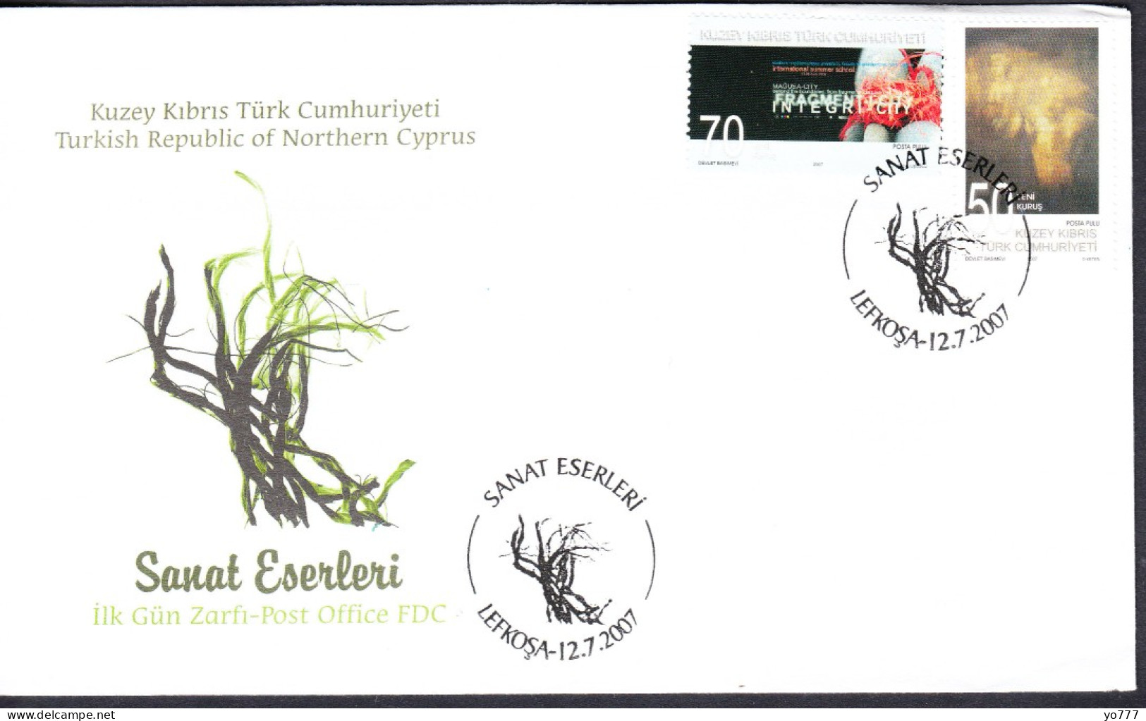 KK-244 NORTHERN CYPRUS WORKS OF ART F.D.C. - Lettres & Documents