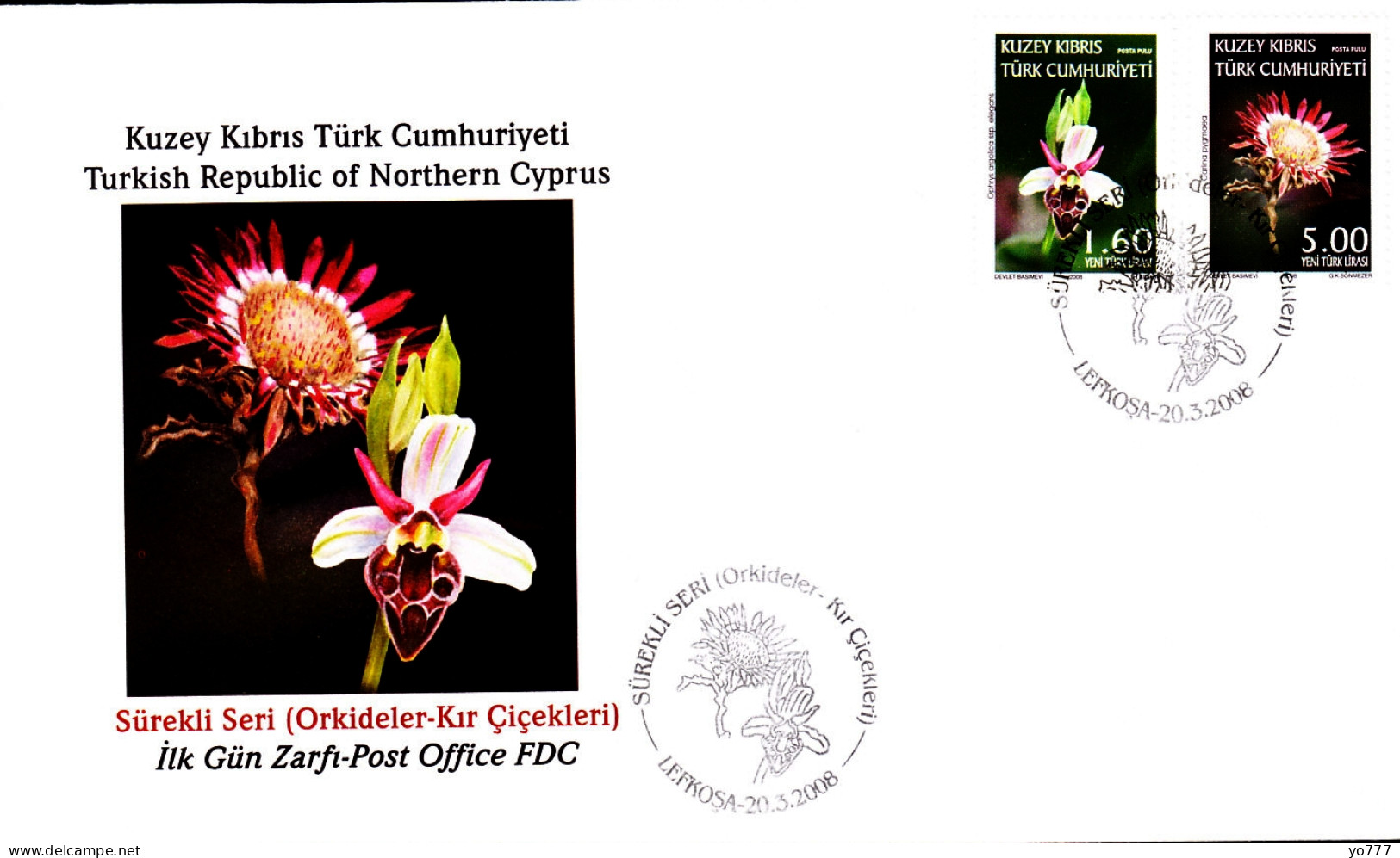 KK-252 NORTHERN CYPRUS ORCHILDS WILD FLOWERS F.D.C. (3 COVERS) - Lettres & Documents